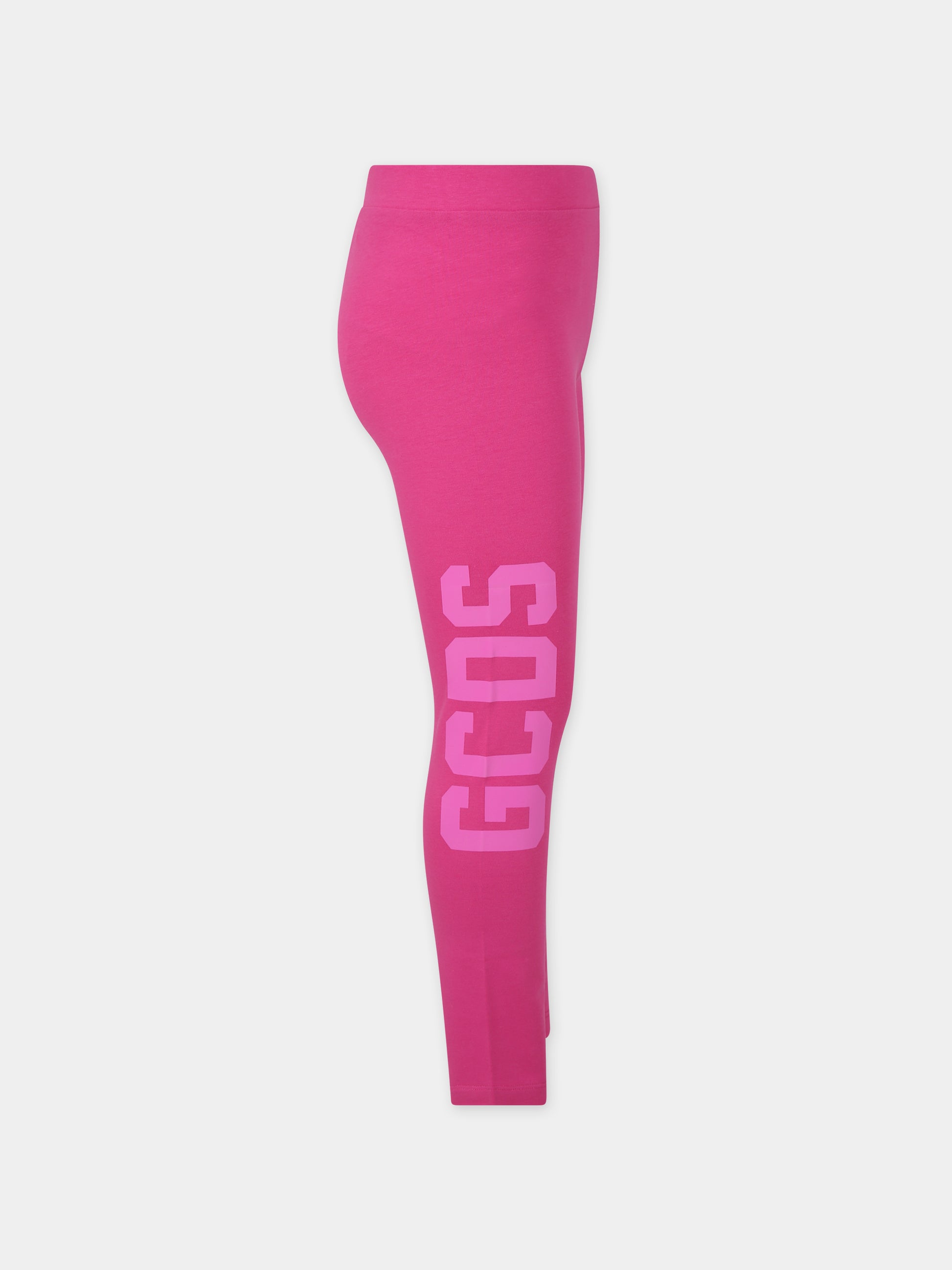 Leggins fucsia per bambina con logo,Gcds Kids,DEP003 LBA11 50605 