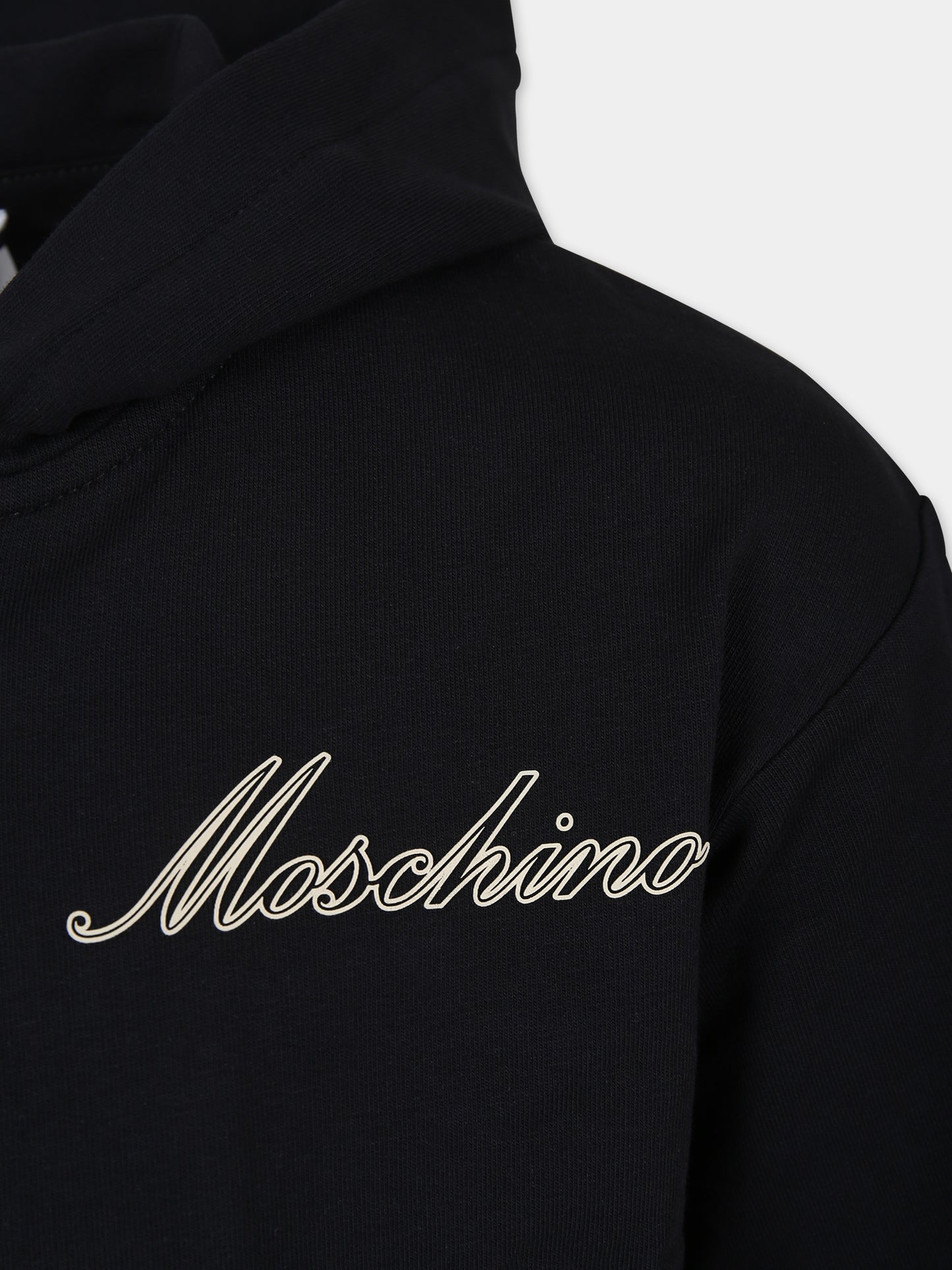 Completo nero per bambina con logo,Moschino Kids,HDK02S LDA16 60100