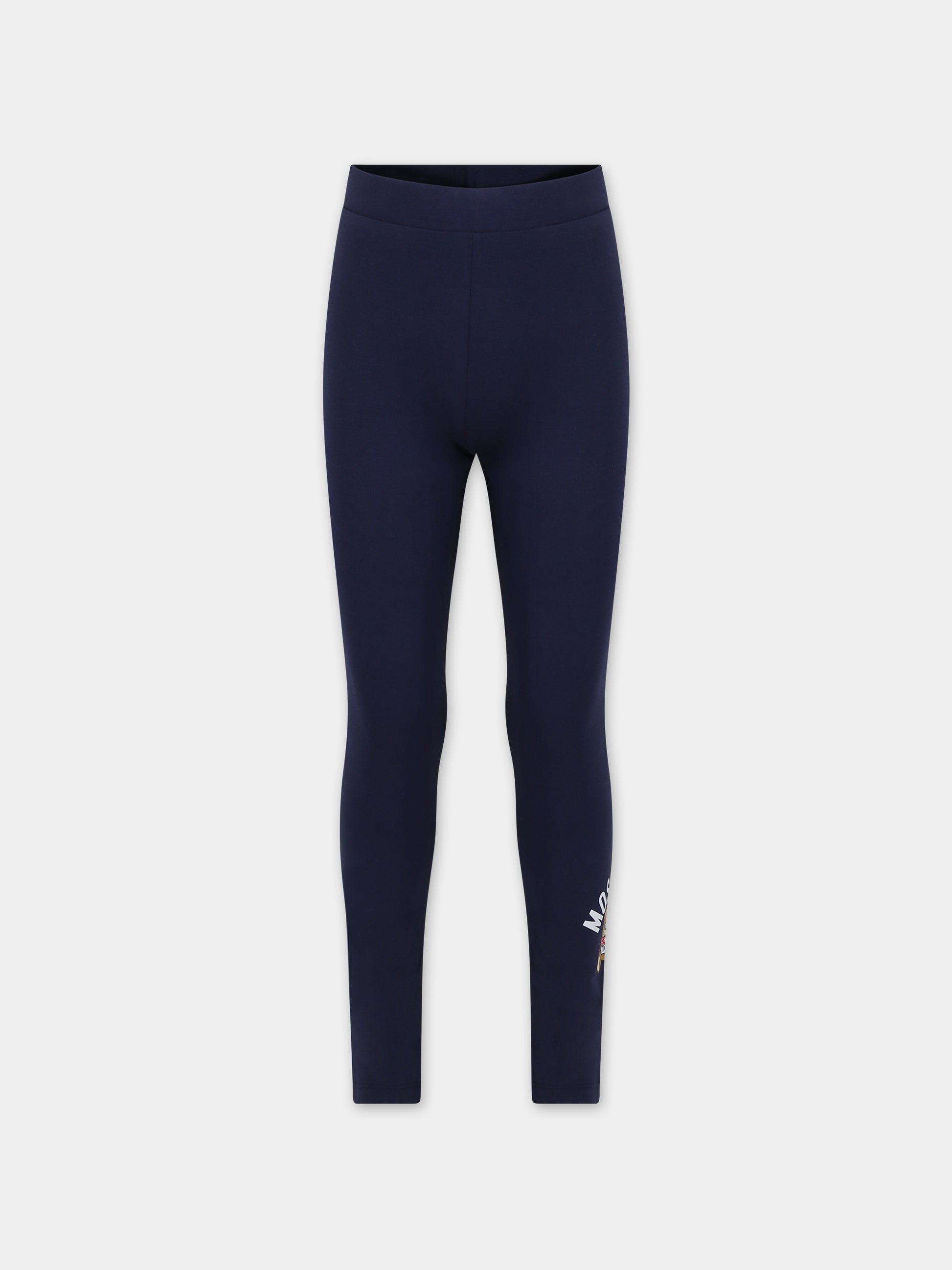 Leggins blu per bambina con teddy bear,Moschino Kids,HDP05H LBA37 40016