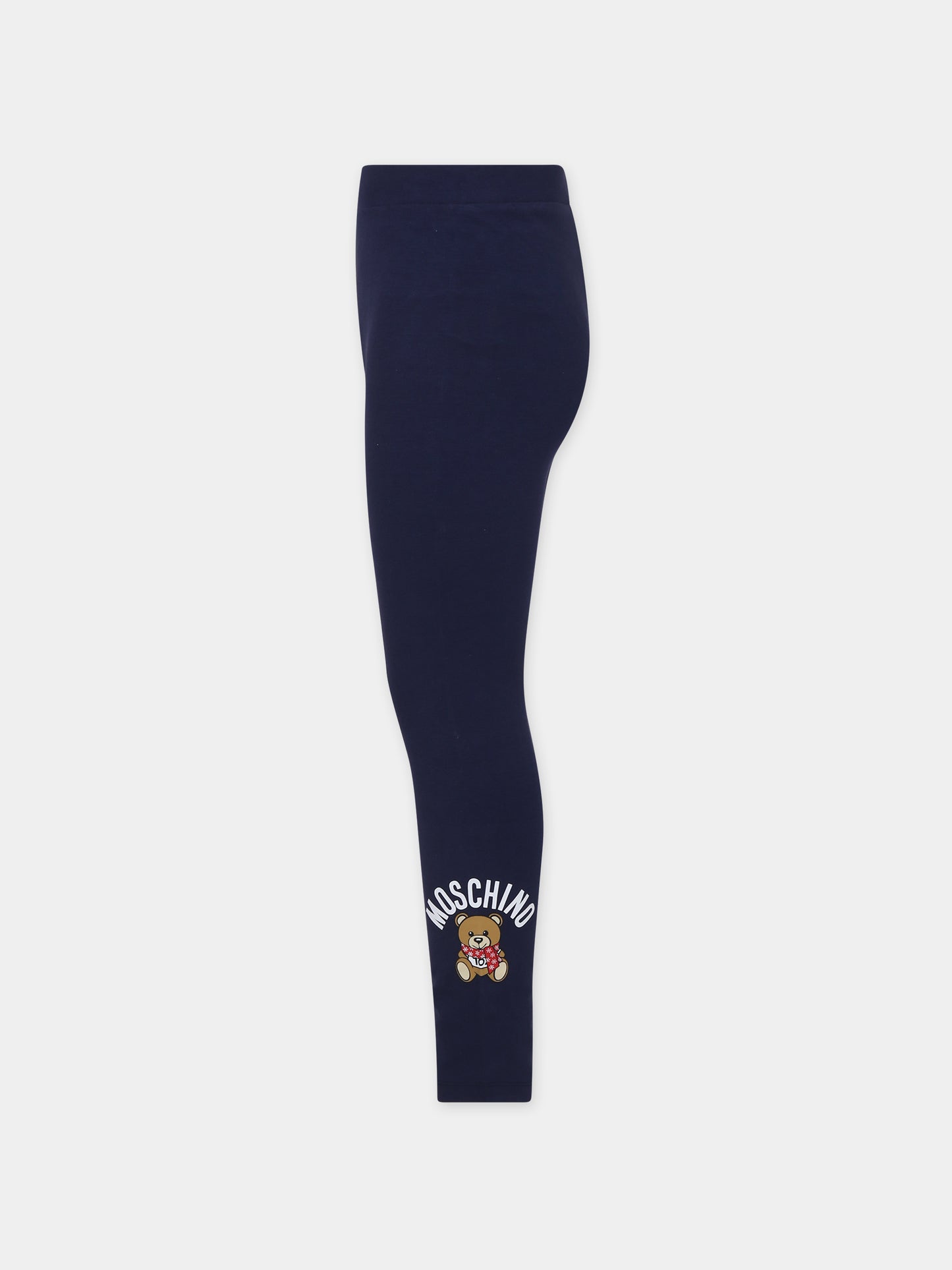 Leggins blu per bambina con teddy bear,Moschino Kids,HDP05H LBA37 40016