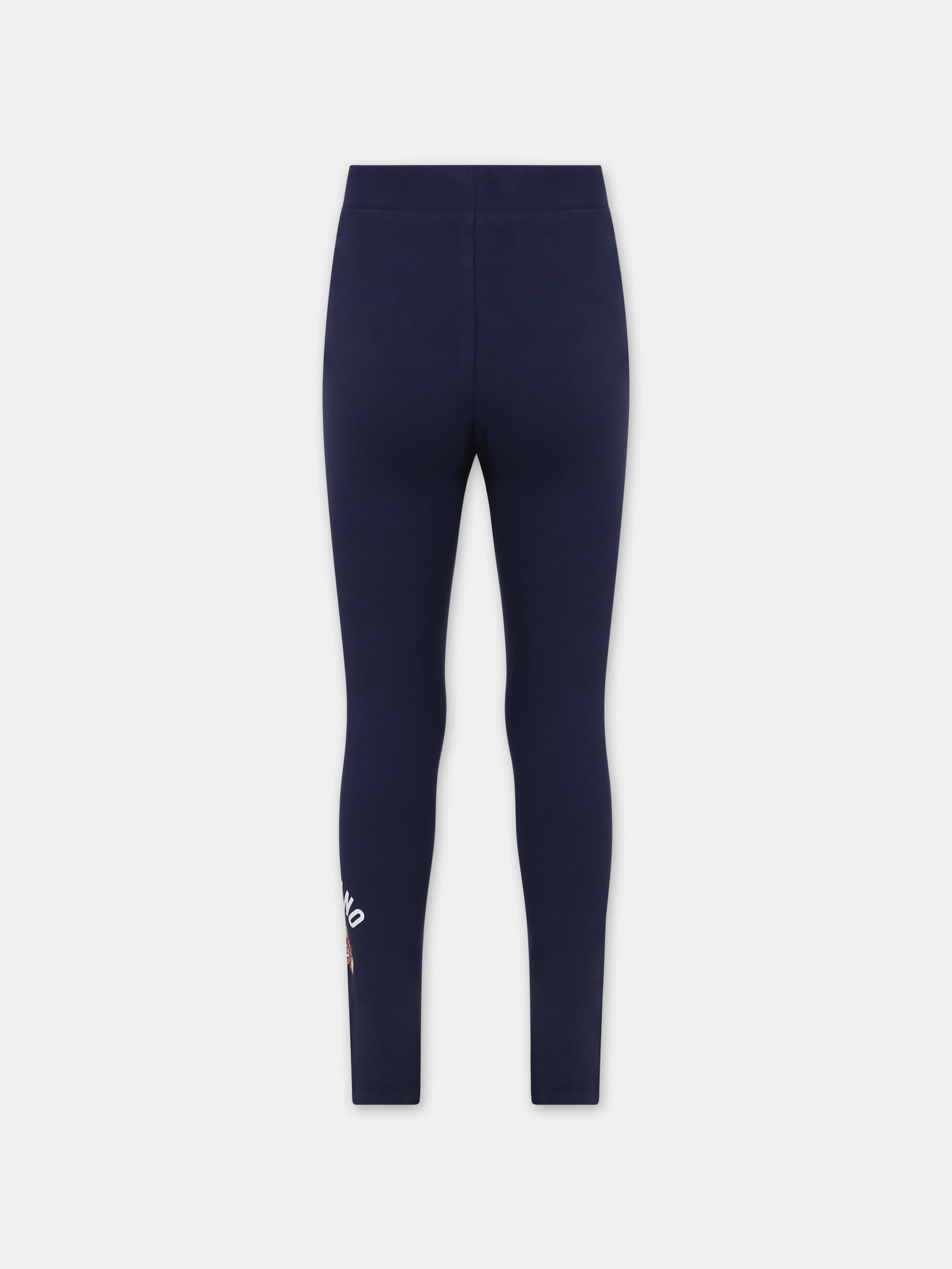 Leggins blu per bambina con teddy bear,Moschino Kids,HDP05H LBA37 40016