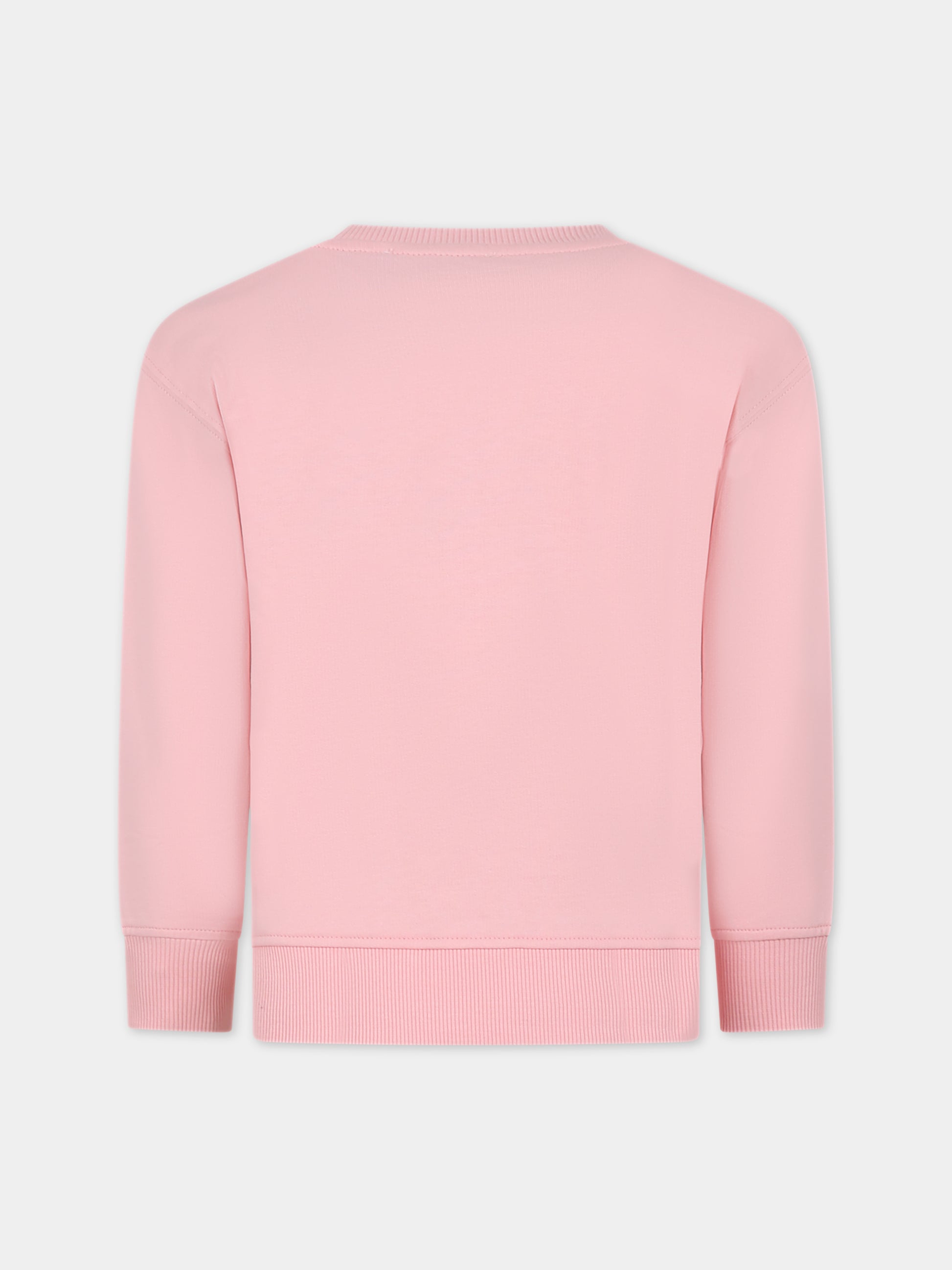 Felpa rosa per bambina con Teddy Bears e logo,Moschino Kids,HNF07H LCA58 50209