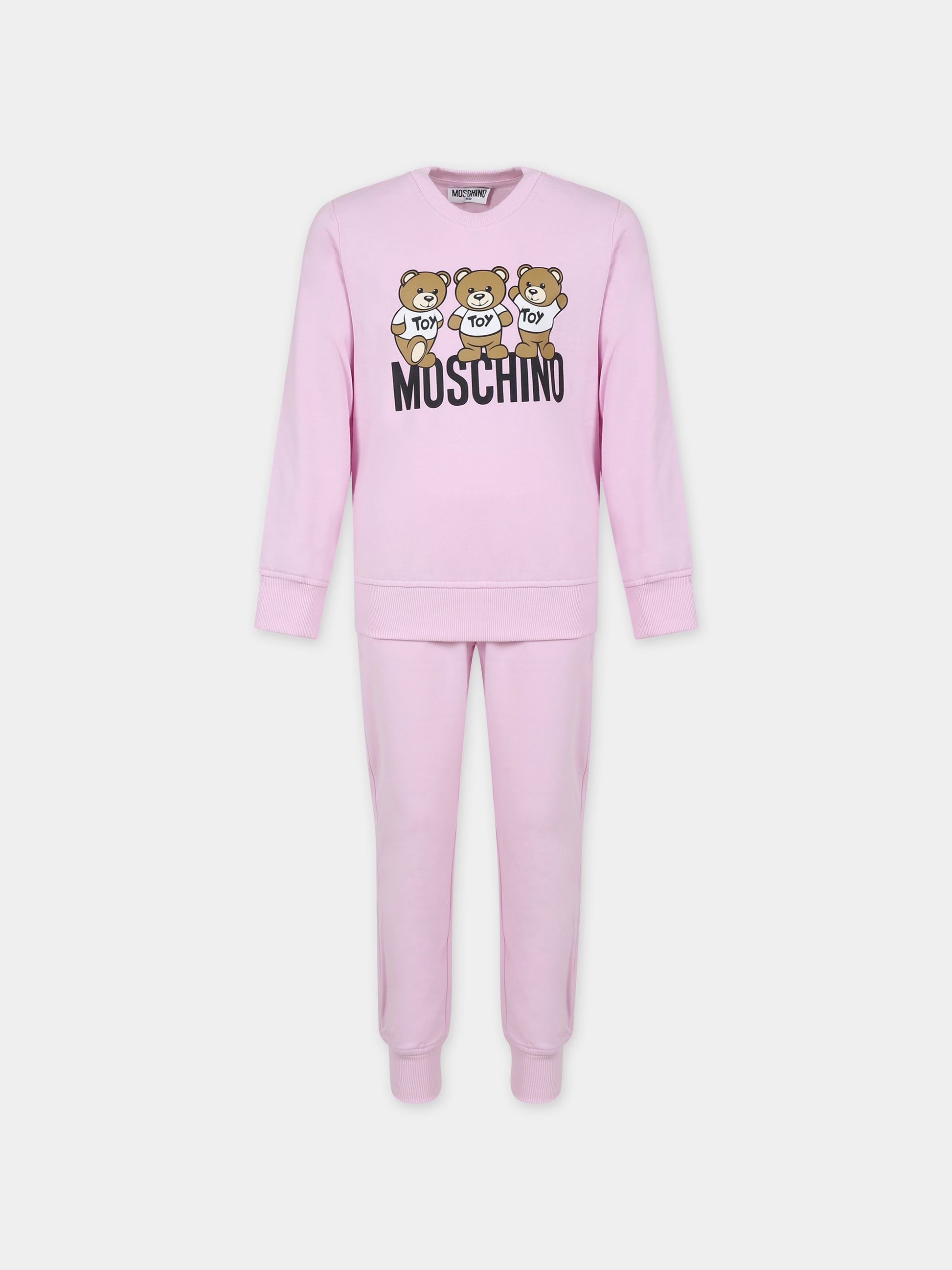 Completo rosa per bambina con Teddy Bears e logo,Moschino Kids,HUK03G LCA40 51684