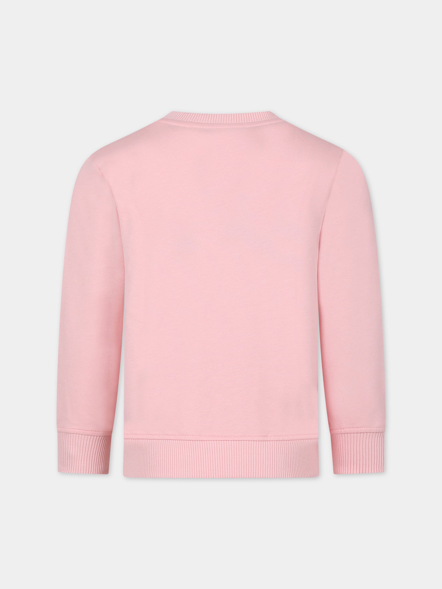 Felpa rosa per bambini con logo,Moschino Kids,HWF05R LCA40 50209