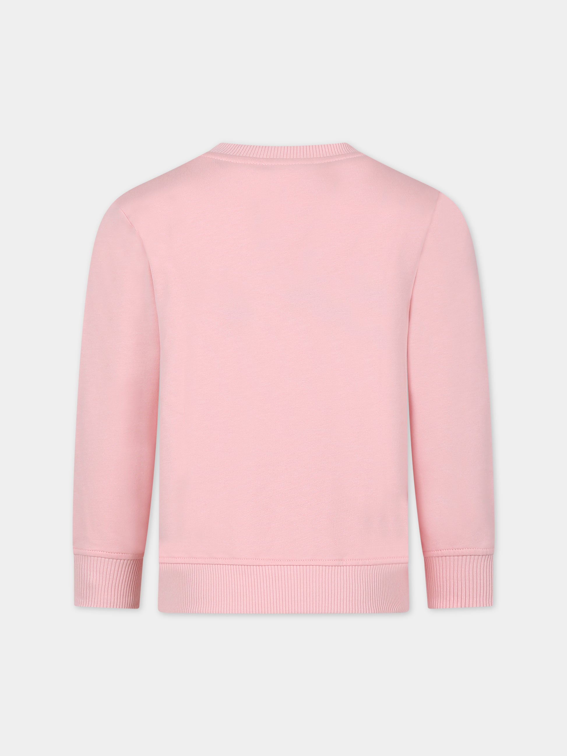 Felpa rosa per bambini con logo,Moschino Kids,HWF05R LCA40 50209
