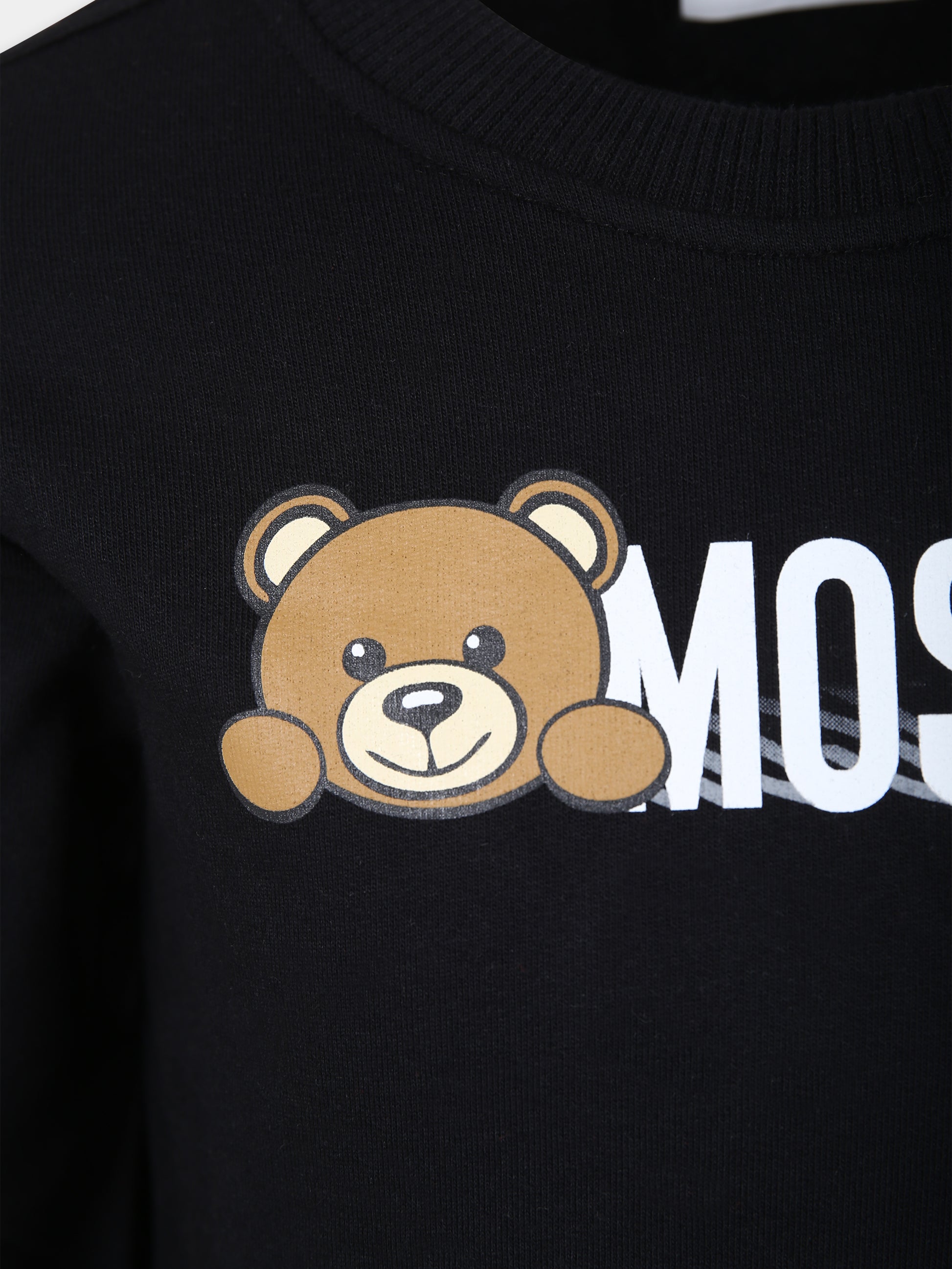 Felpa nera per bambini con logo,Moschino Kids,HWF05R LCA40 60100
