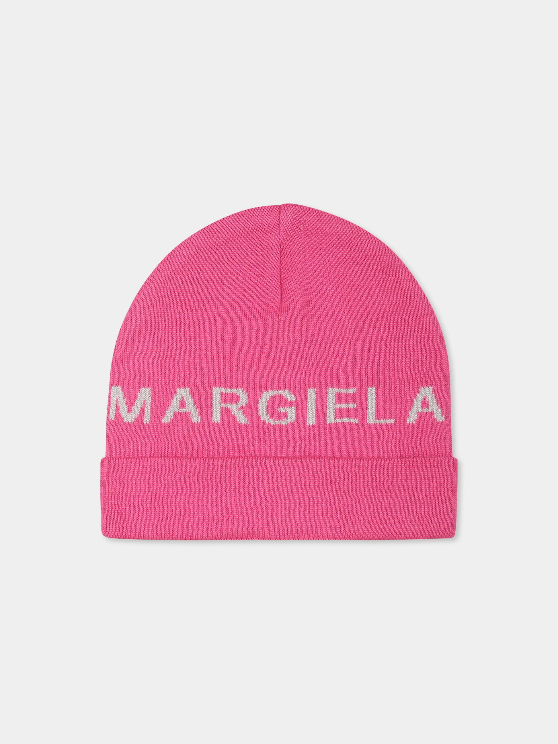 Berretto fucsia per bambina con logo,Mm6 Maison Margiela,M60708 MM04C MM6F23U M6307