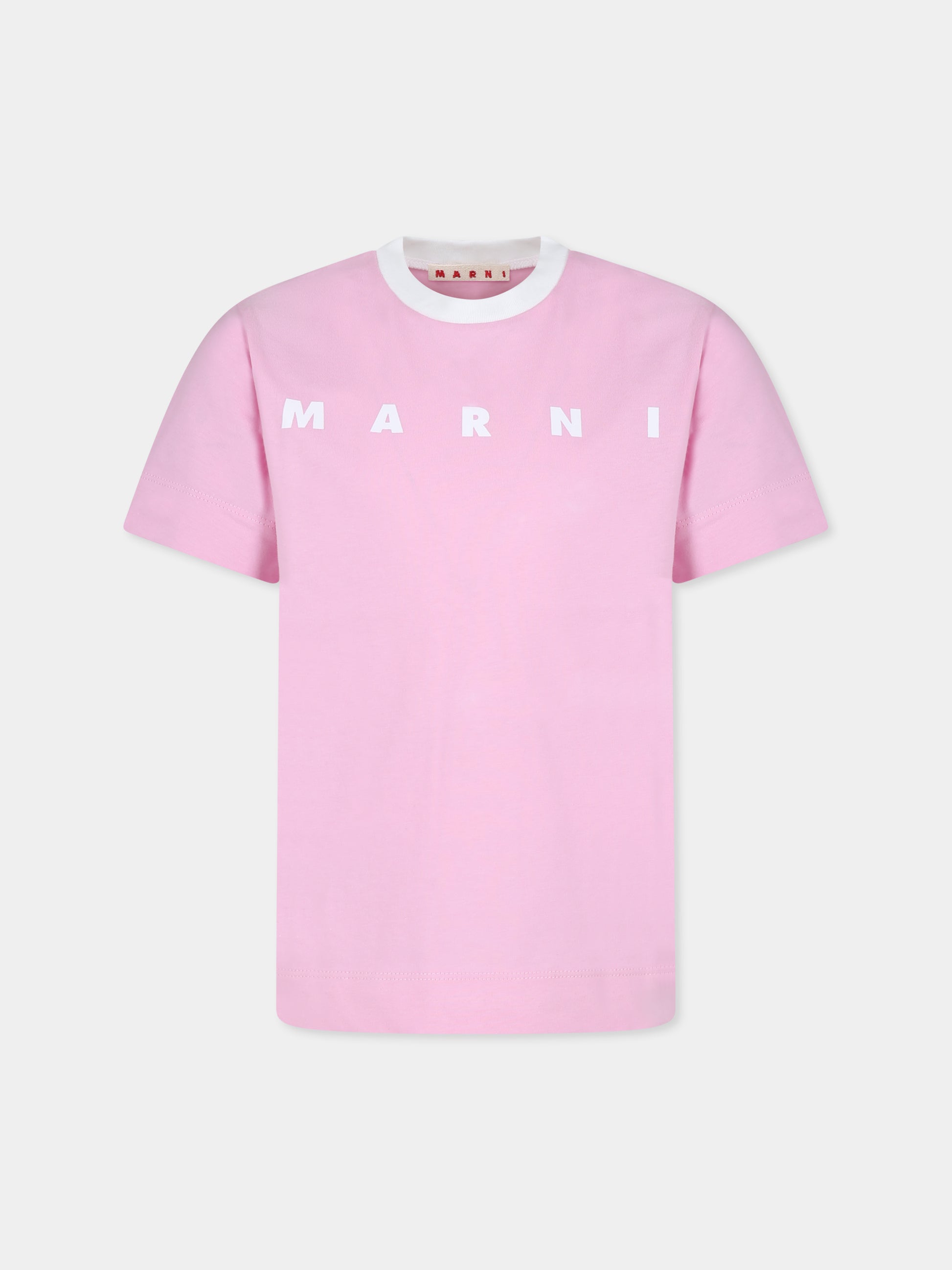 T-shirt rosa per bambina con logo,Marni Kids,M01228 M00L9 MT178U 0M345