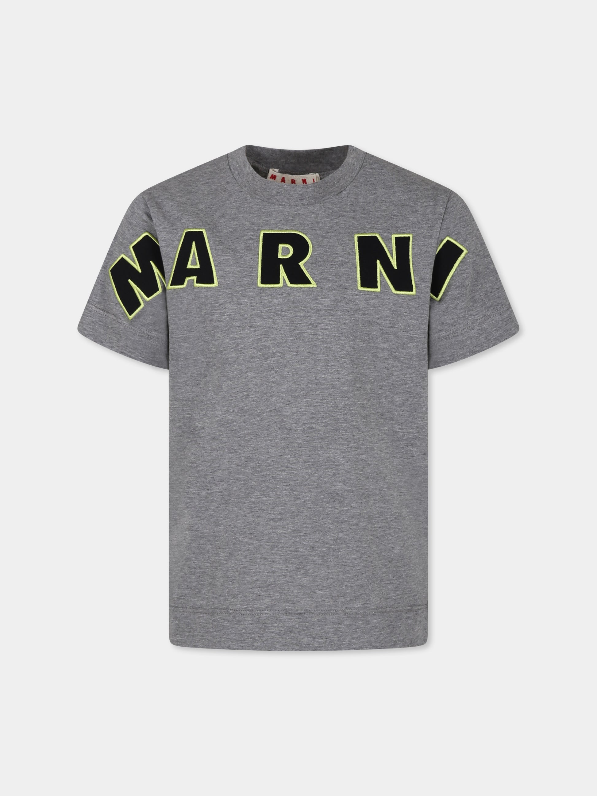 T-shirt grigia per bambini con logo,Marni Kids,M01265 M00RF MT179U 0M919