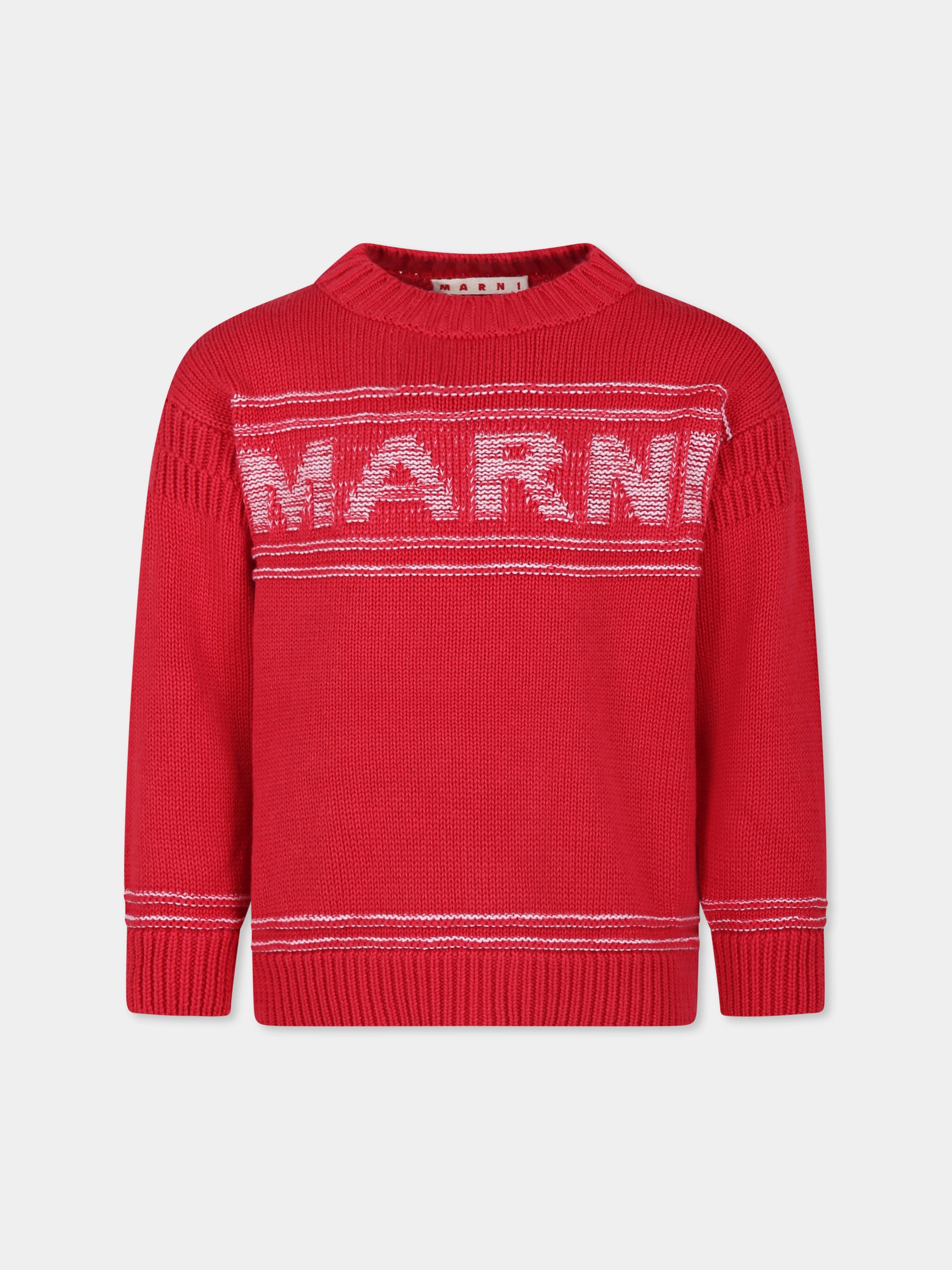 Maglione rosso per bambini con logo,Marni Kids,M01212 M00TB MK31U 0M416