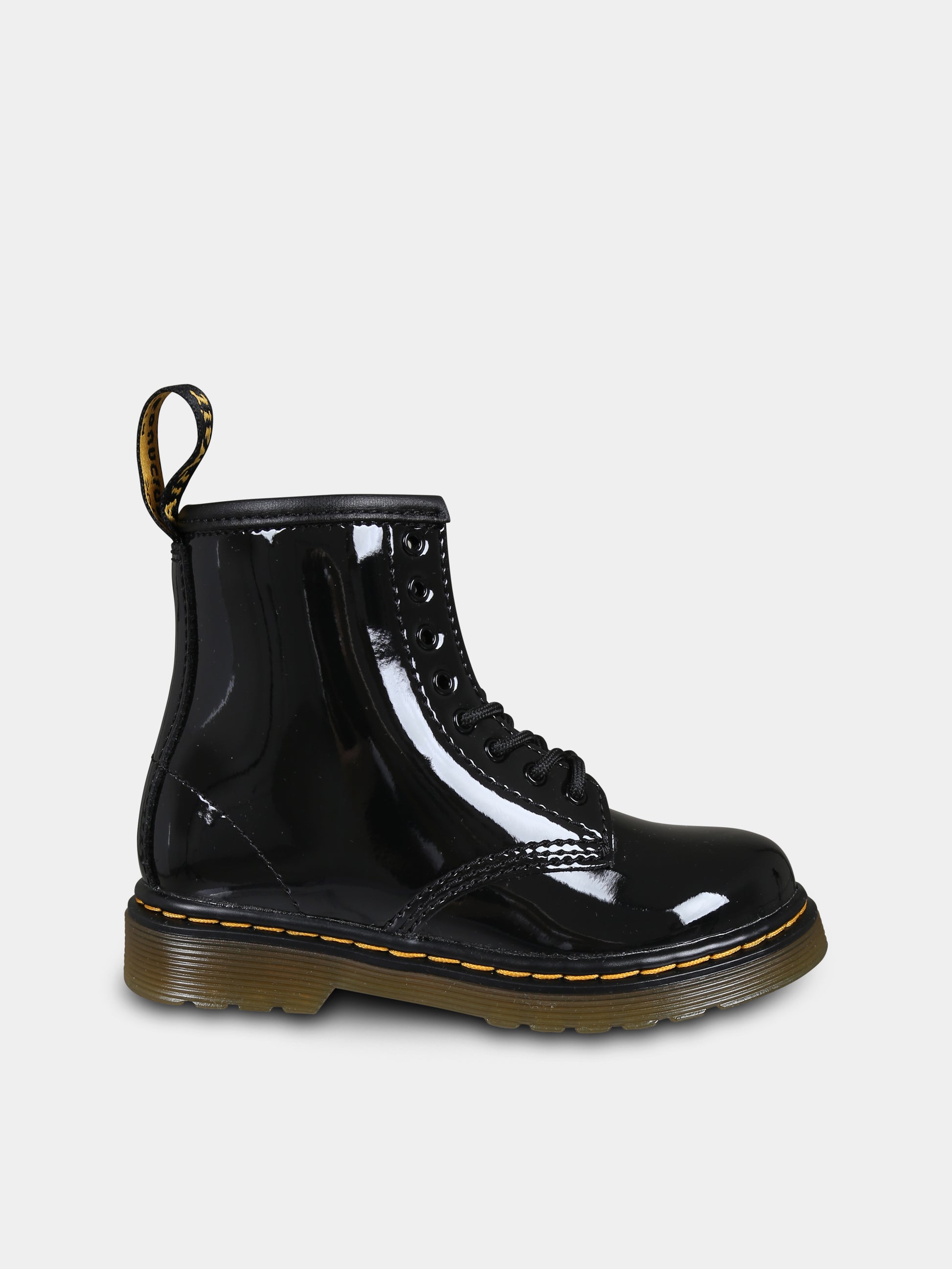 Anfibi 1460 neri per bambina con logo,Dr. Martens,1460 Y 21979001 BLACK PATENT LAMPER