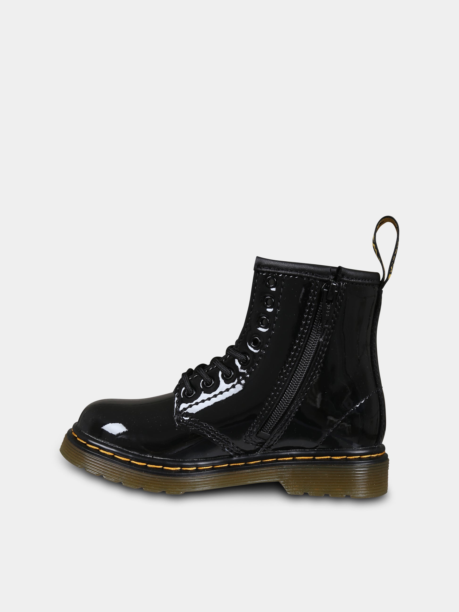 Anfibi 1460 neri per bambina con logo,Dr. Martens,1460 Y 21979001 BLACK PATENT LAMPER