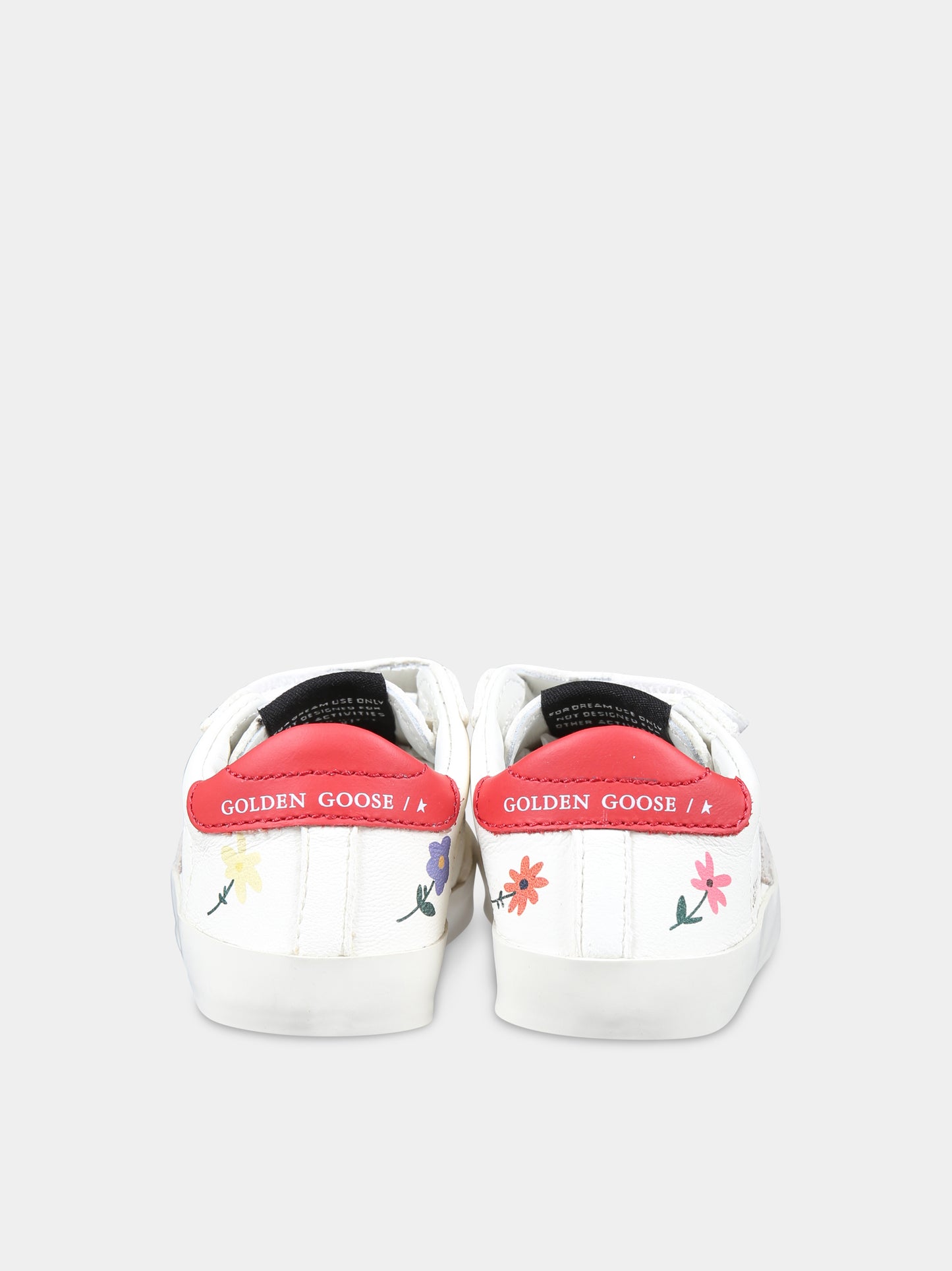 Sneakers Baby School bianche per neonata con stella e fiori,Golden Goose,GIF00166 F006233 10953