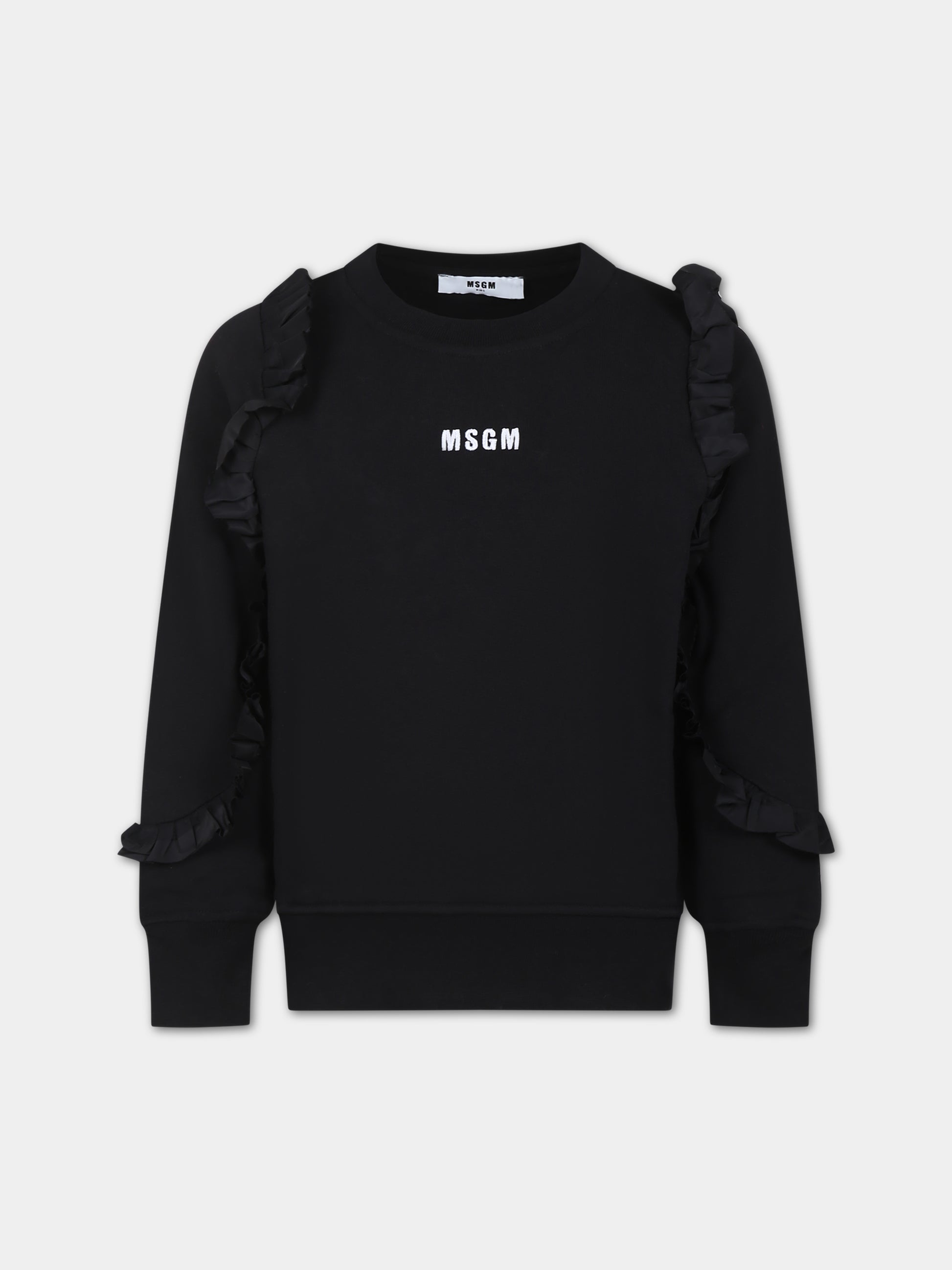 Felpa nera per bambina con logo,Msgm Kids,F3MSJGSW190 110