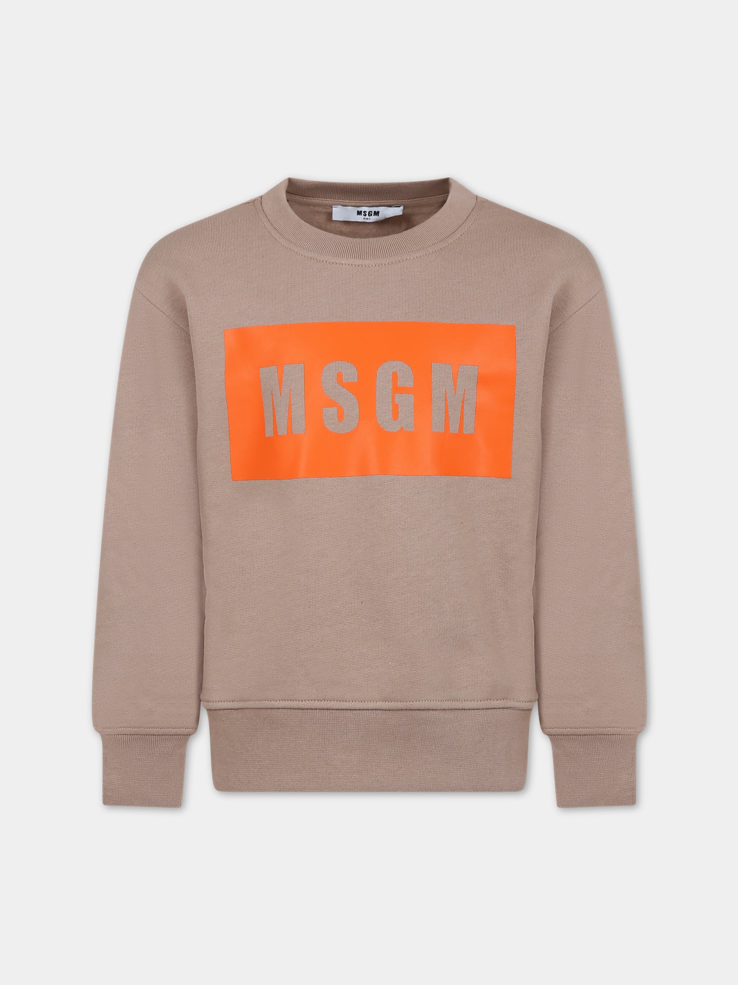 Felpa beige per bambina con logo,Msgm Kids,F3MSJUSW021 015