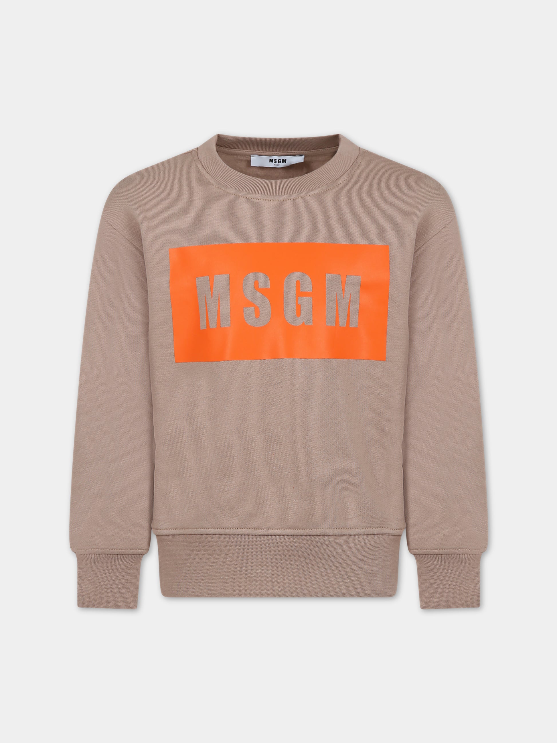 Felpa beige per bambina con logo,Msgm Kids,F3MSJUSW021 015