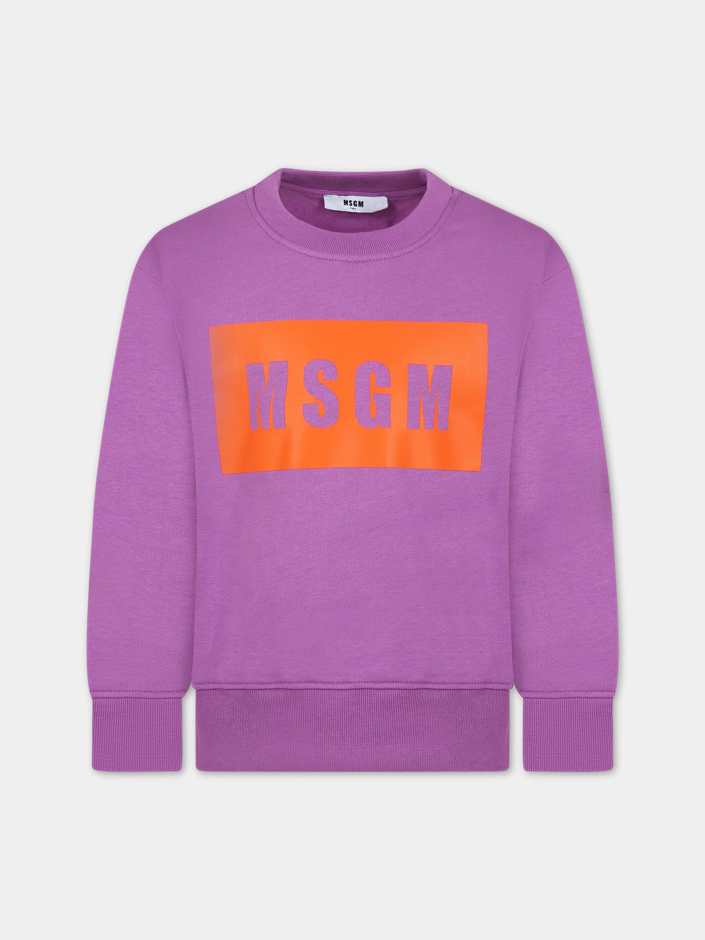 Felpa fucsia per bambina con logo,Msgm Kids,F3MSJUSW021 071