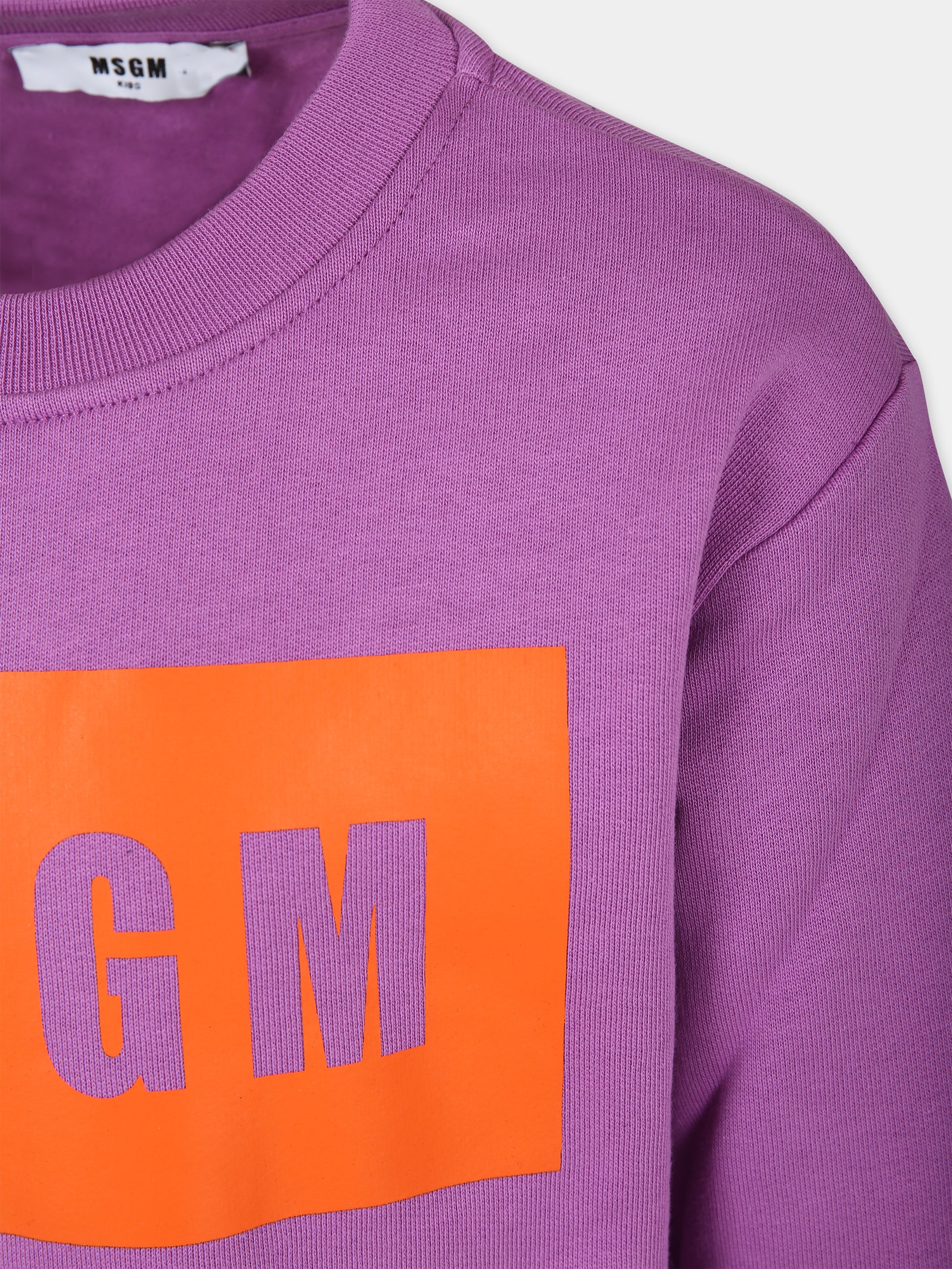 Felpa fucsia per bambina con logo,Msgm Kids,F3MSJUSW021 071