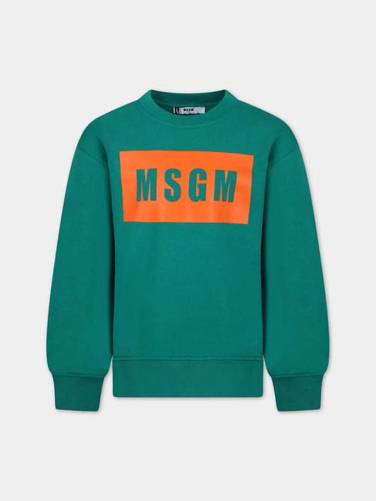 Felpa verde per bambina con logo,Msgm Kids,F3MSJUSW021 080