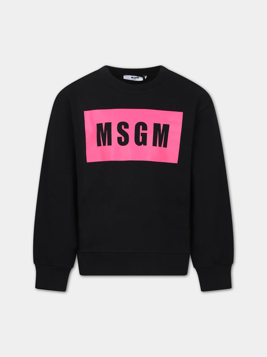 Felpa nera per bambina con logo,Msgm Kids,F3MSJUSW021 110