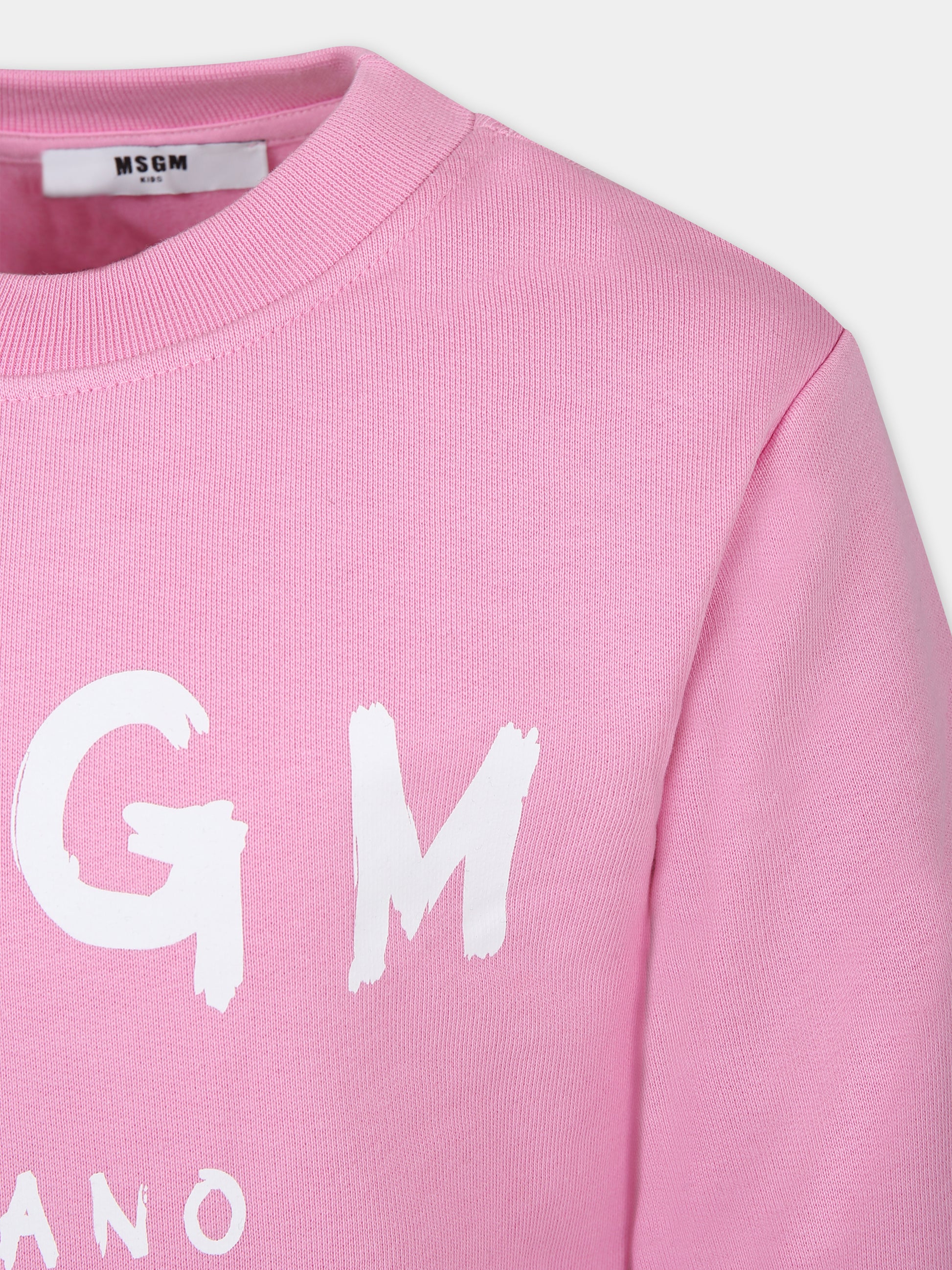 Vestito rosa per bambina con logo,Msgm Kids,F3MSJGDR031 042