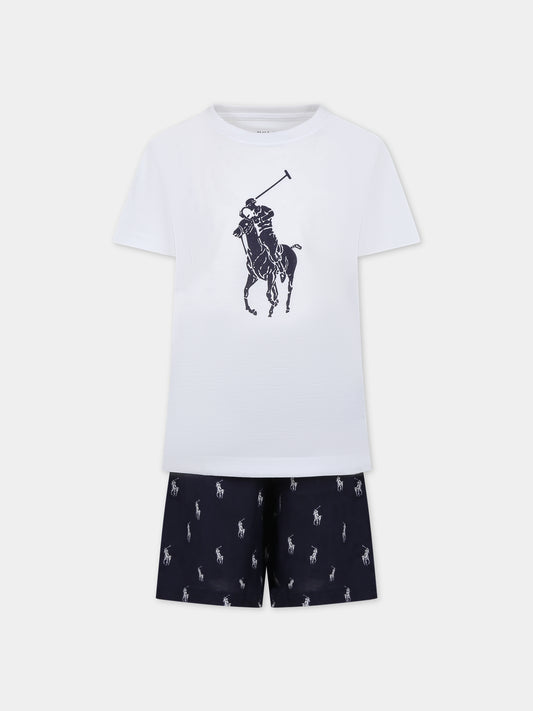 Pigiama bianco per bambino con logo,Ralph Lauren Kids,9P0109 BCV