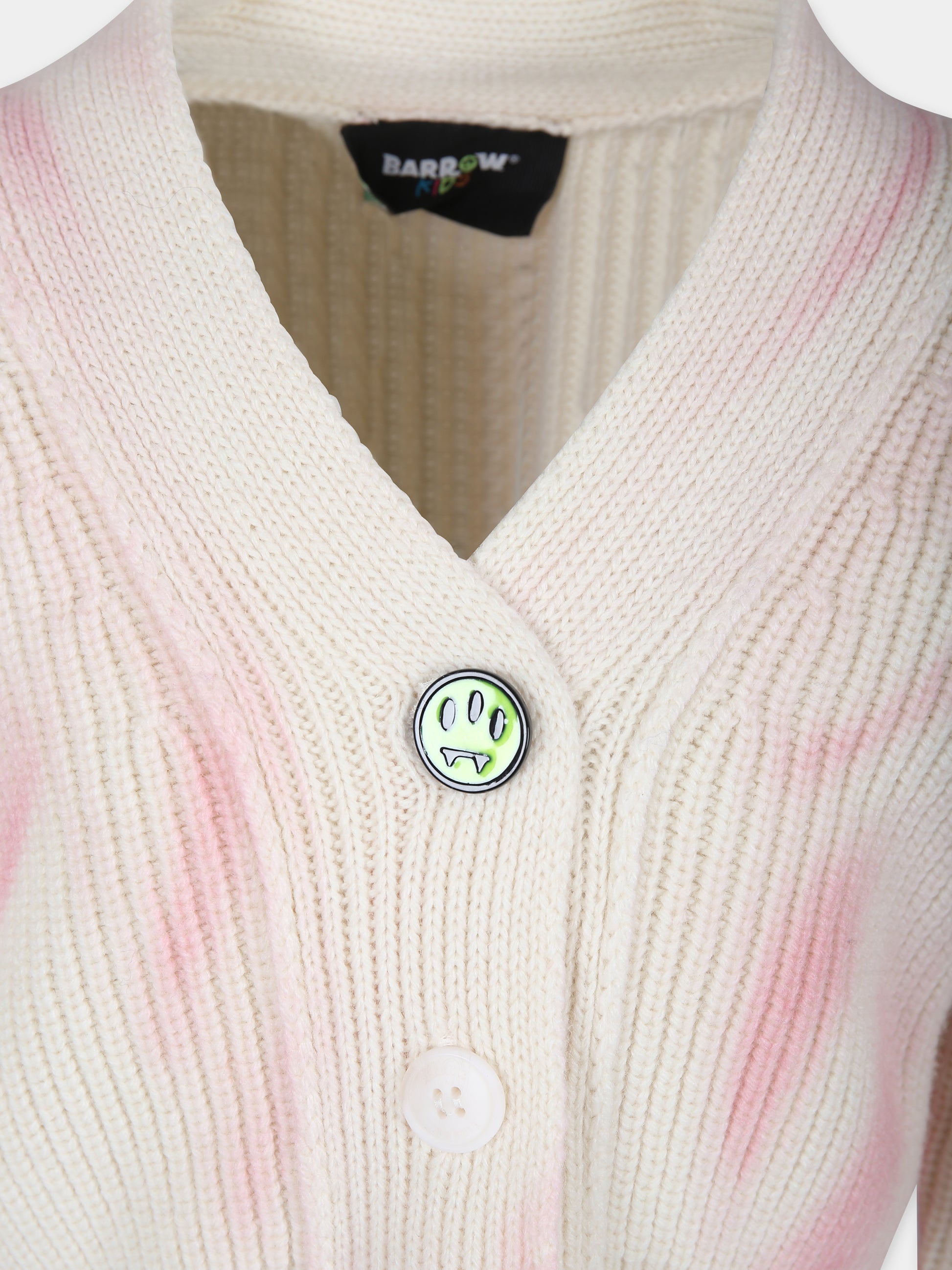 Cardigan avorio per bambina con logo e smile,Barrow,F3BKJGCA038 BW014