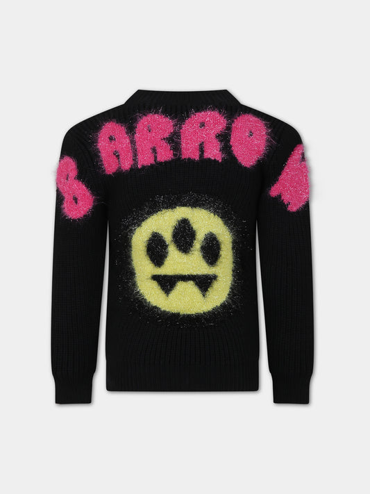 Maglione nero per bambina con iconico smile e logo,Barrow,F3BKJGJP059 110