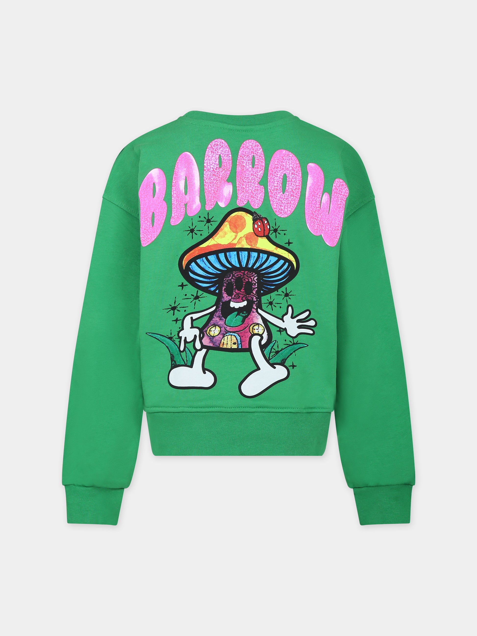 Felpa verde per bambina con logo e smile,Barrow,F3BKJGSW076 BW012