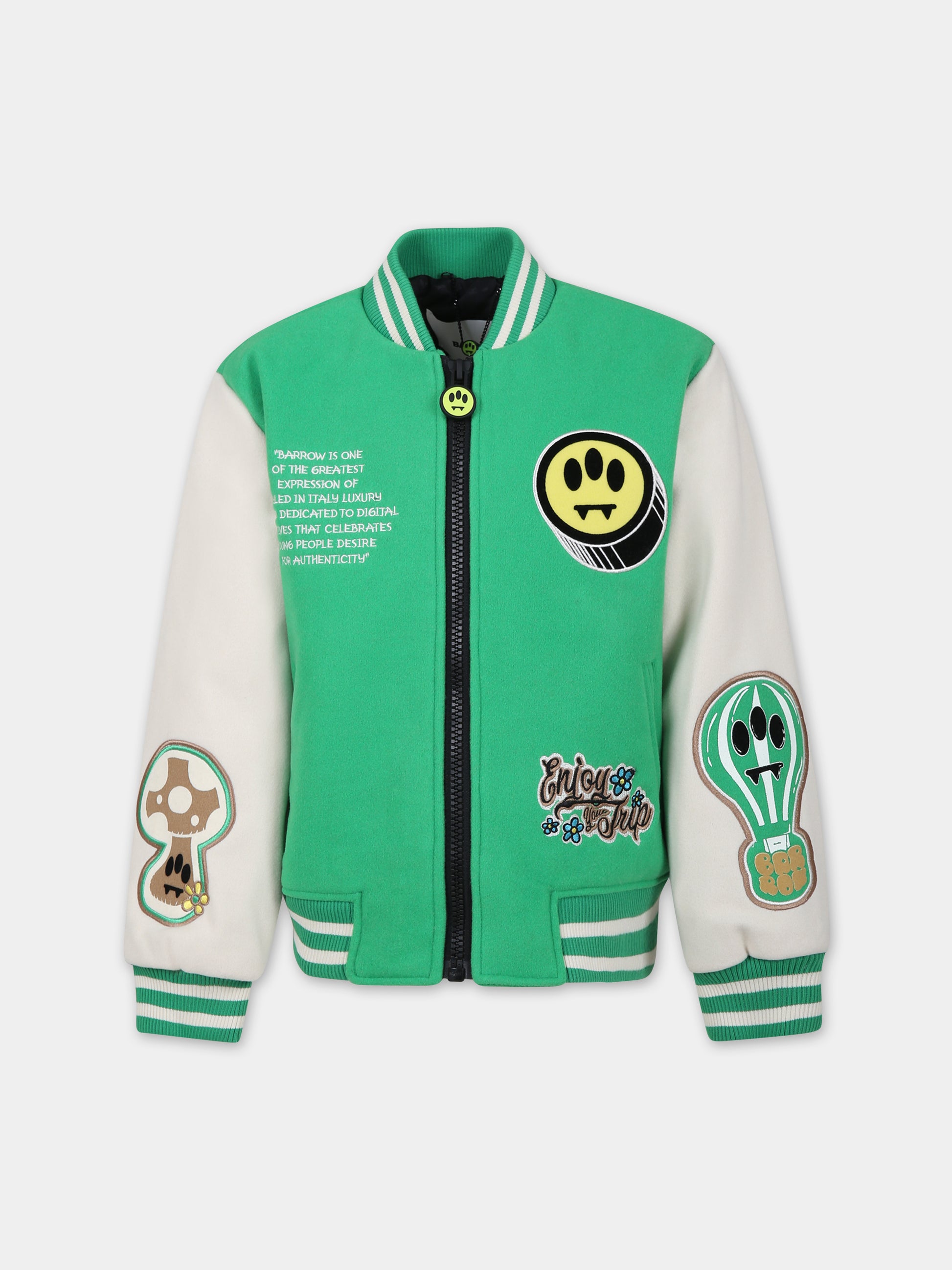 Bomber verde per bambini con logo,Barrow,F3BKJUBO034 BW012