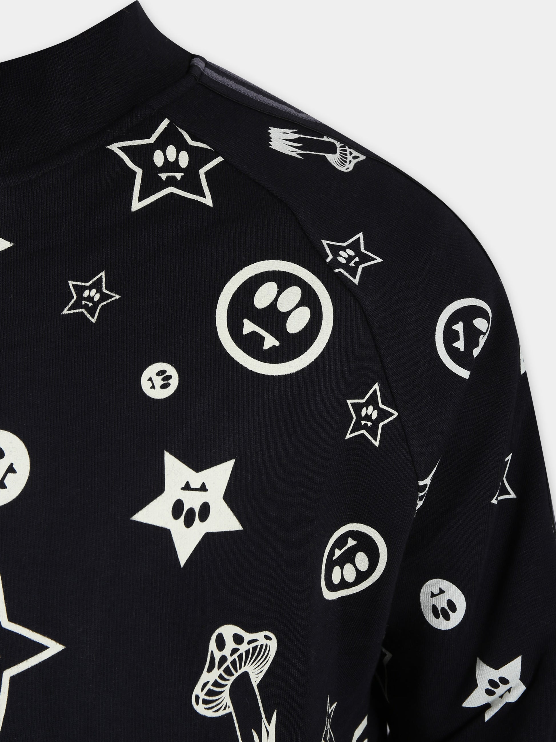 Felpa nera per bambini con logo e smile,Barrow,F3BKJUJK067 110