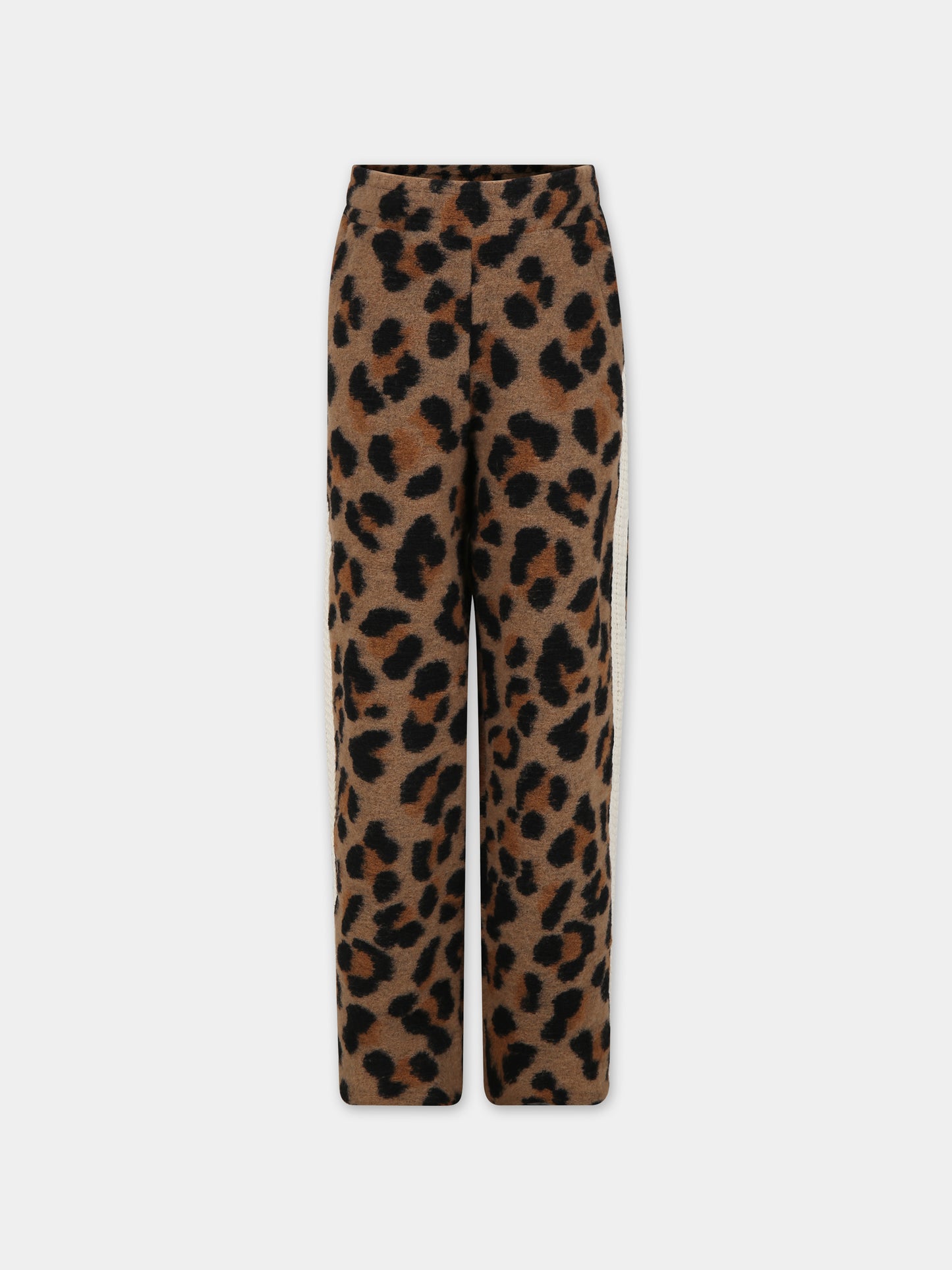 Pantaloni marroni per bambina con ricamo e smile,Barrow,F3BKJUPA018 924