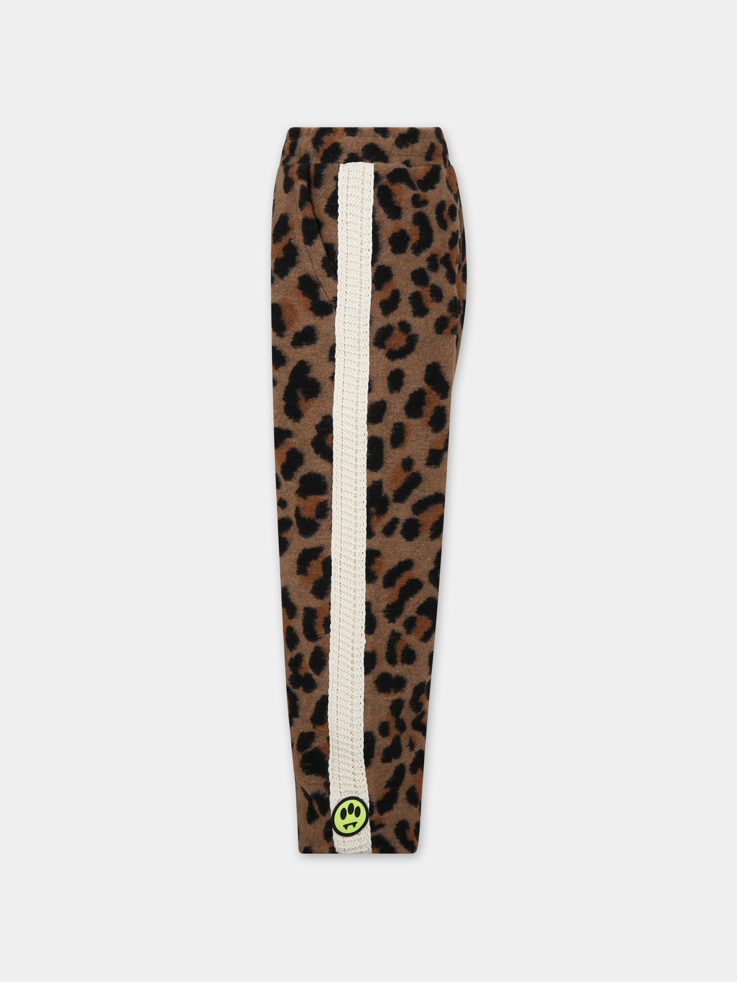 Pantaloni marroni per bambina con ricamo e smile,Barrow,F3BKJUPA018 924