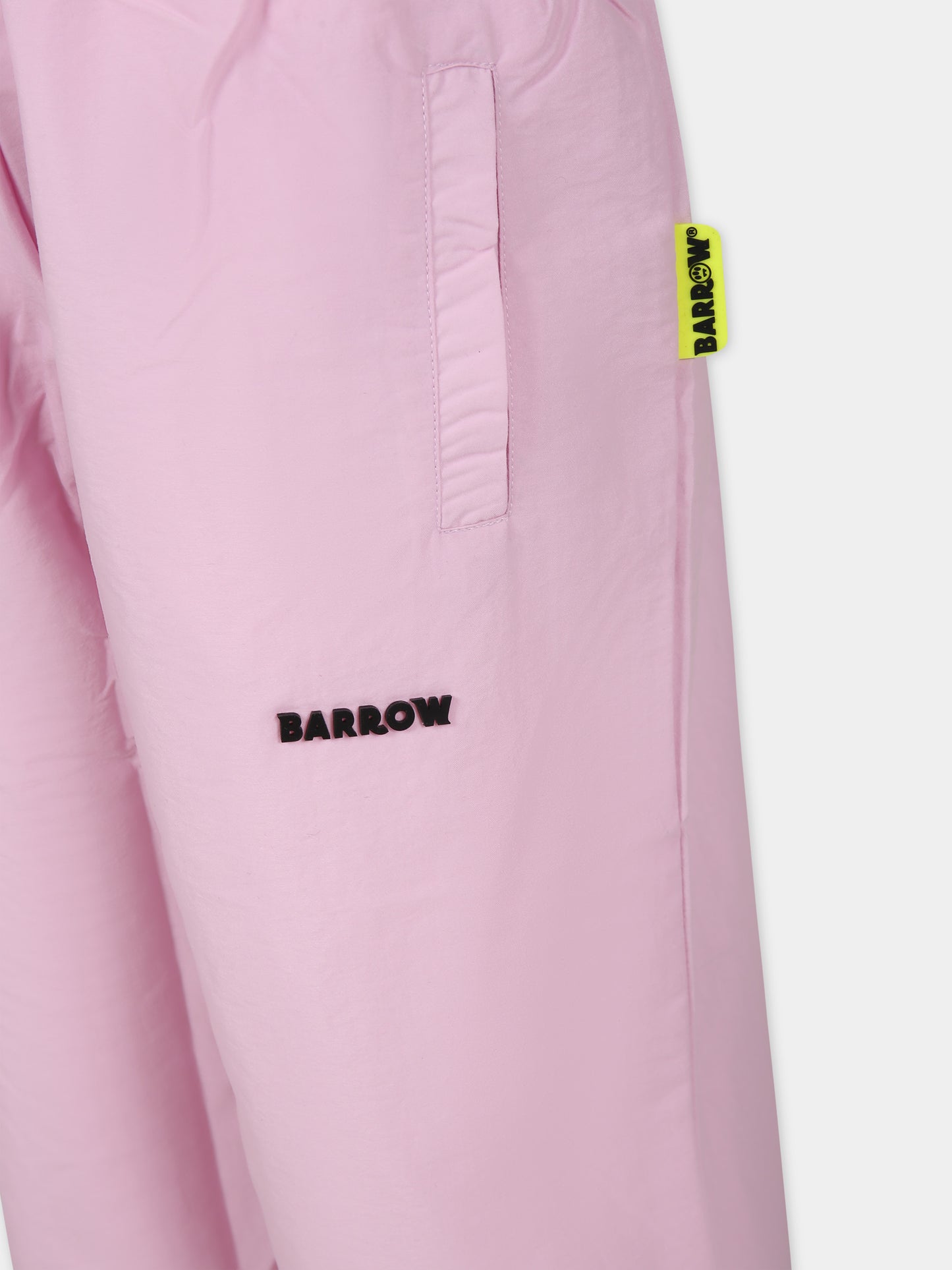 Pantaloni rosa per bambina con logo e smile,Barrow,F3BKJUPA066 BW014