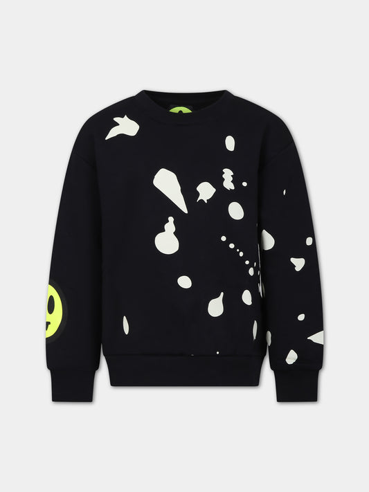 Felpa nera per bambini con logo,Barrow,F3BKJUSW040 110