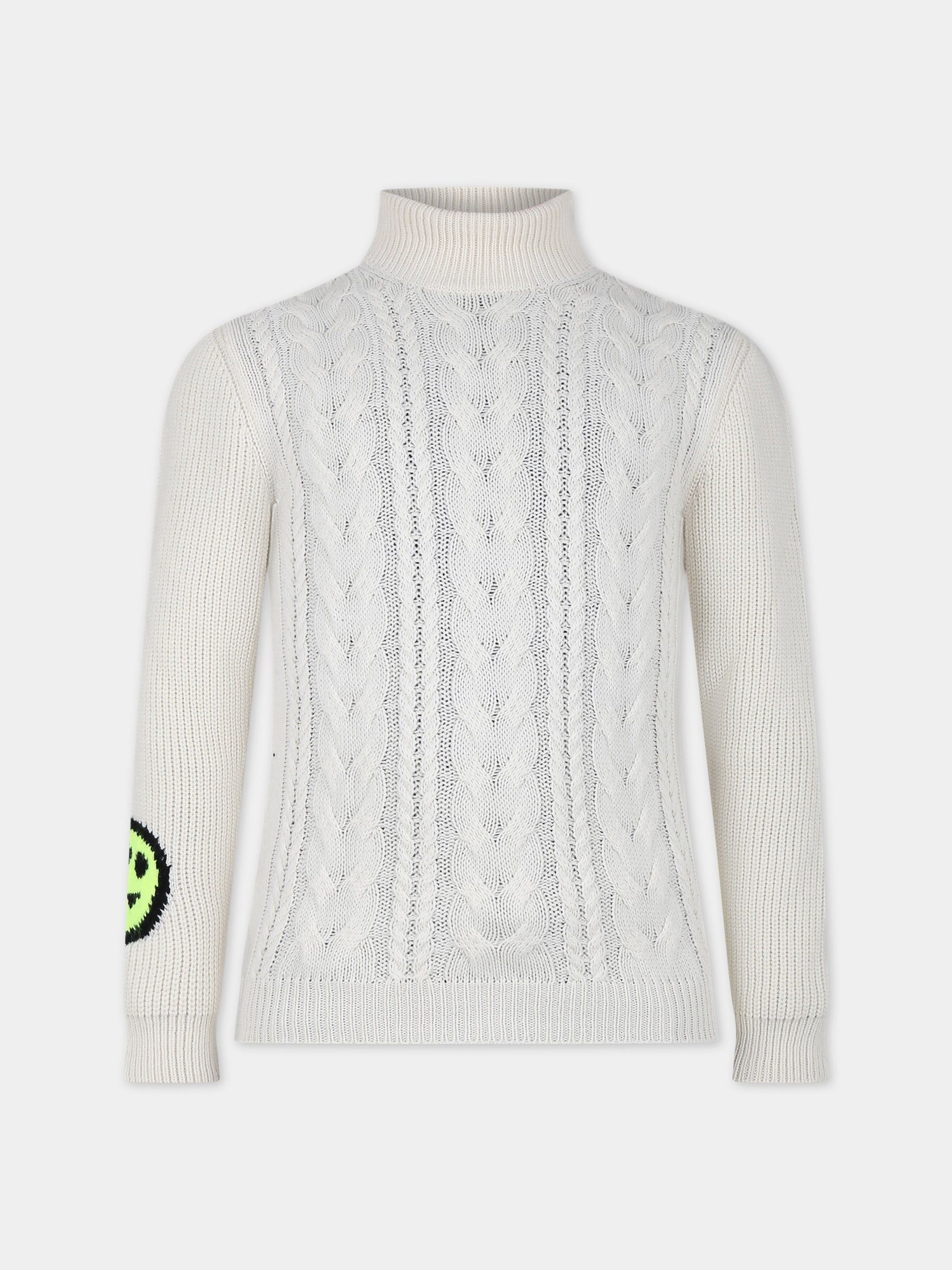 Maglione avorio per bambina con logo e smile,Barrow,F3BKJUTN017 BW009