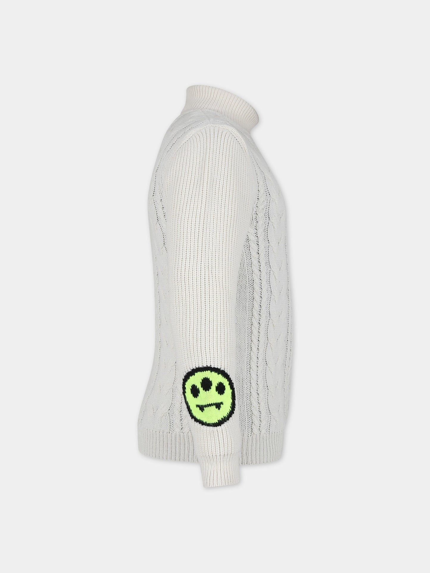 Maglione avorio per bambina con logo e smile,Barrow,F3BKJUTN017 BW009