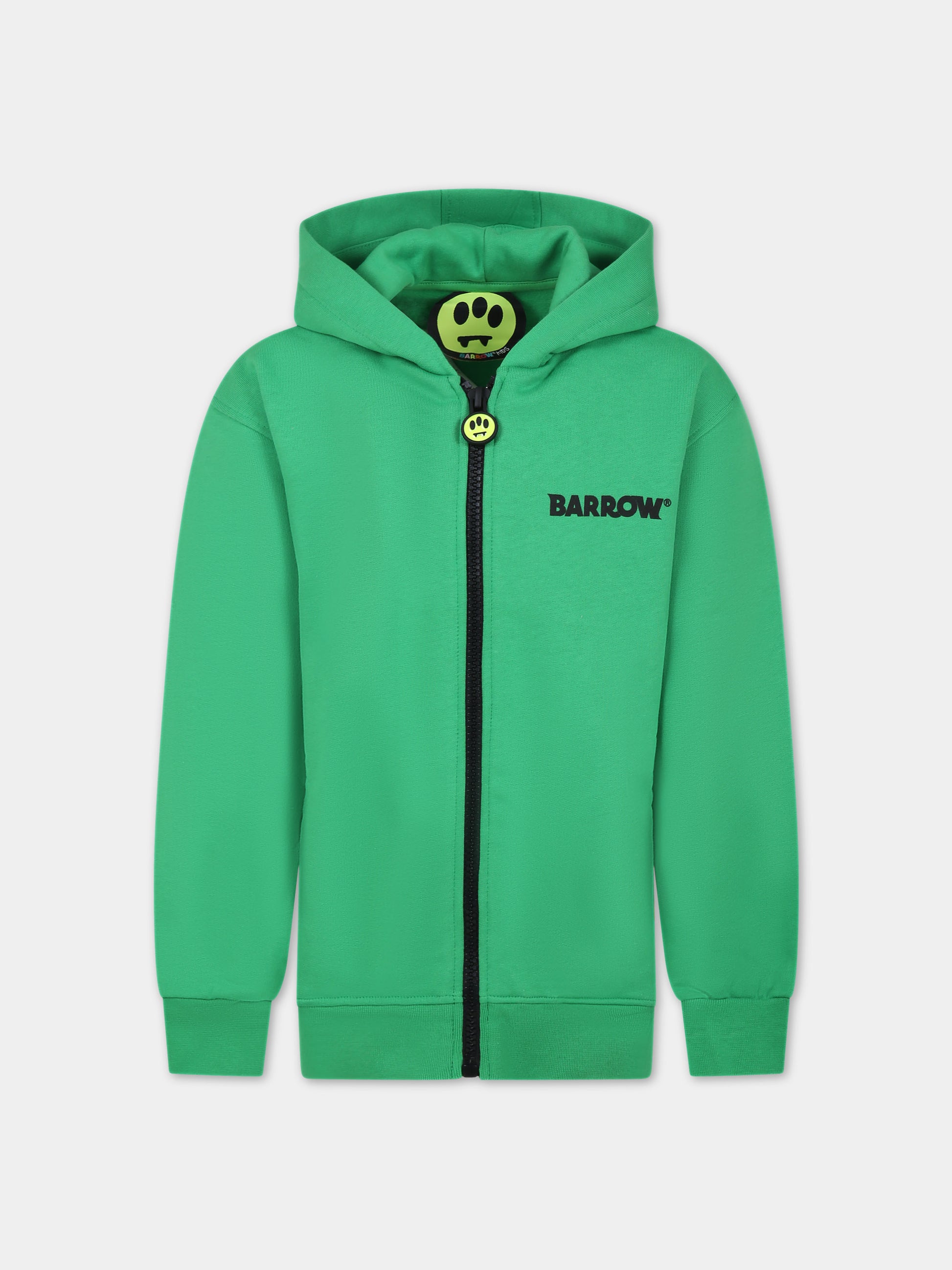 Felpa verde per bambini con logo e smile,Barrow,F3BKJUZH092 BW012