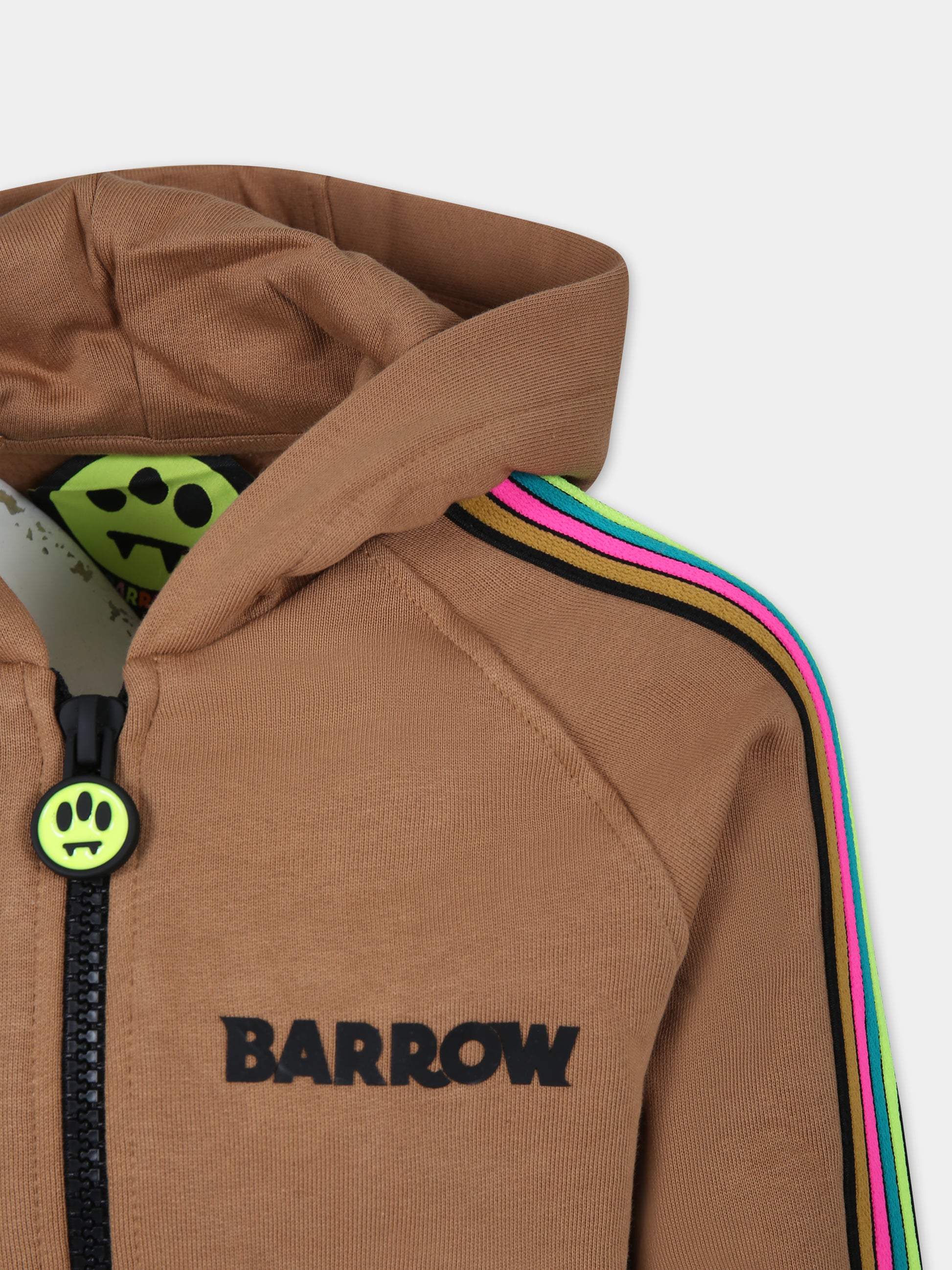 Felpa marrone per bambini con logo,Barrow,F3BKJUZH099 924
