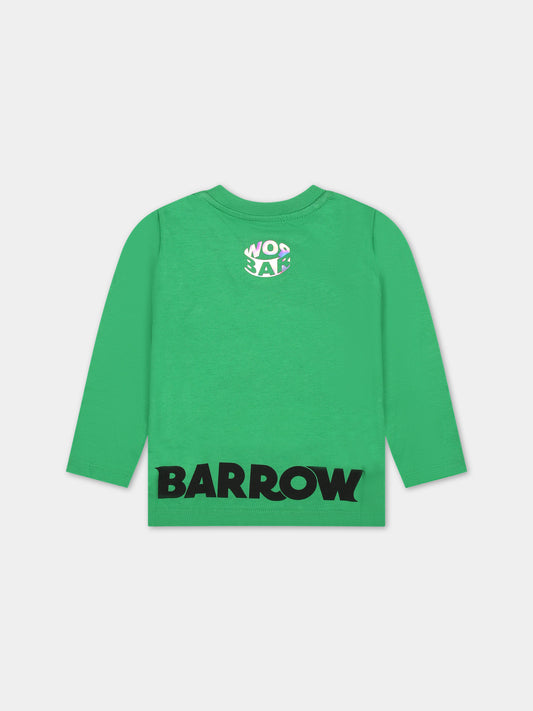 T-shirt verde per neonati con logo,Barrow,F3BKUNTH128 BW012
