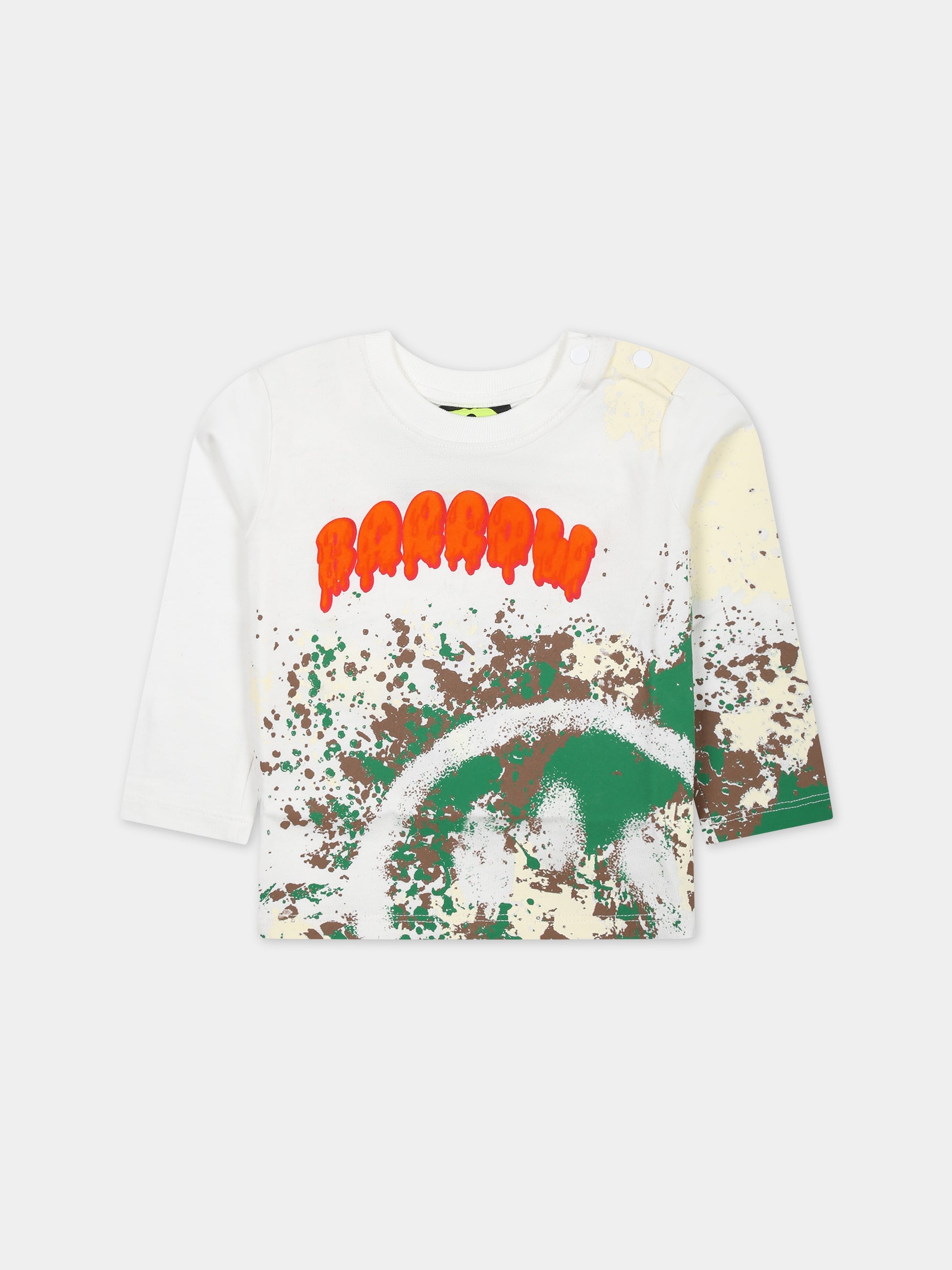 T-shirt bianca per neonato con logo,Barrow,F3BKUNTH133 002