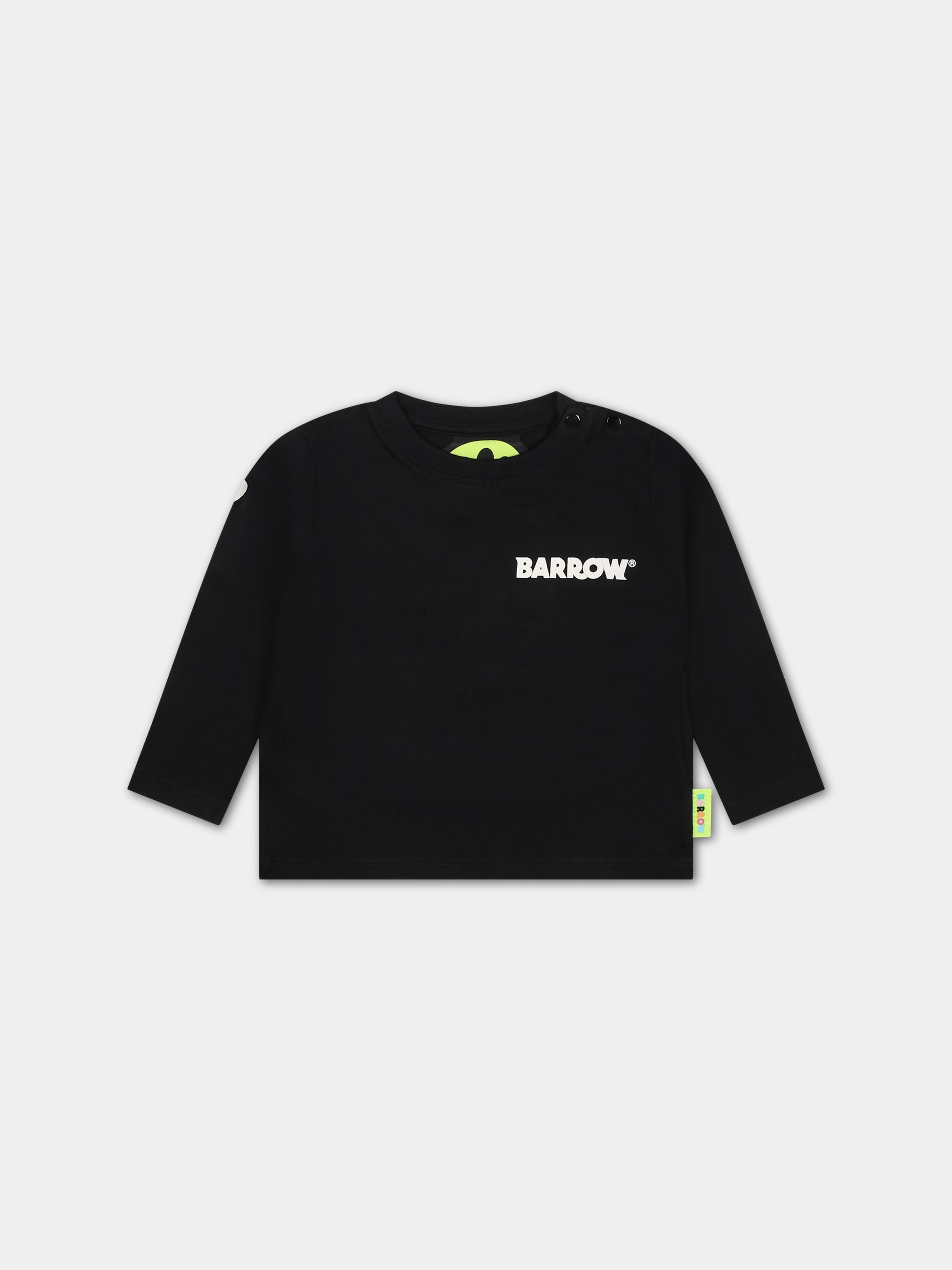 T-shirt nera per neonati con logo,Barrow,F3BKNGTH115 110