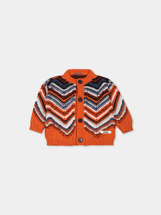 Cardigan arancione per neonato con motivo Chevron,Missoni,MV9530 X0171 998