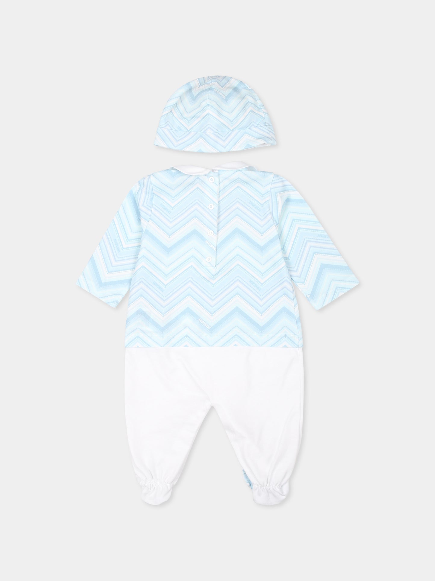 Set tutina celeste per neonato con motivo chevron,Missoni,MVB520 J0443 100CE