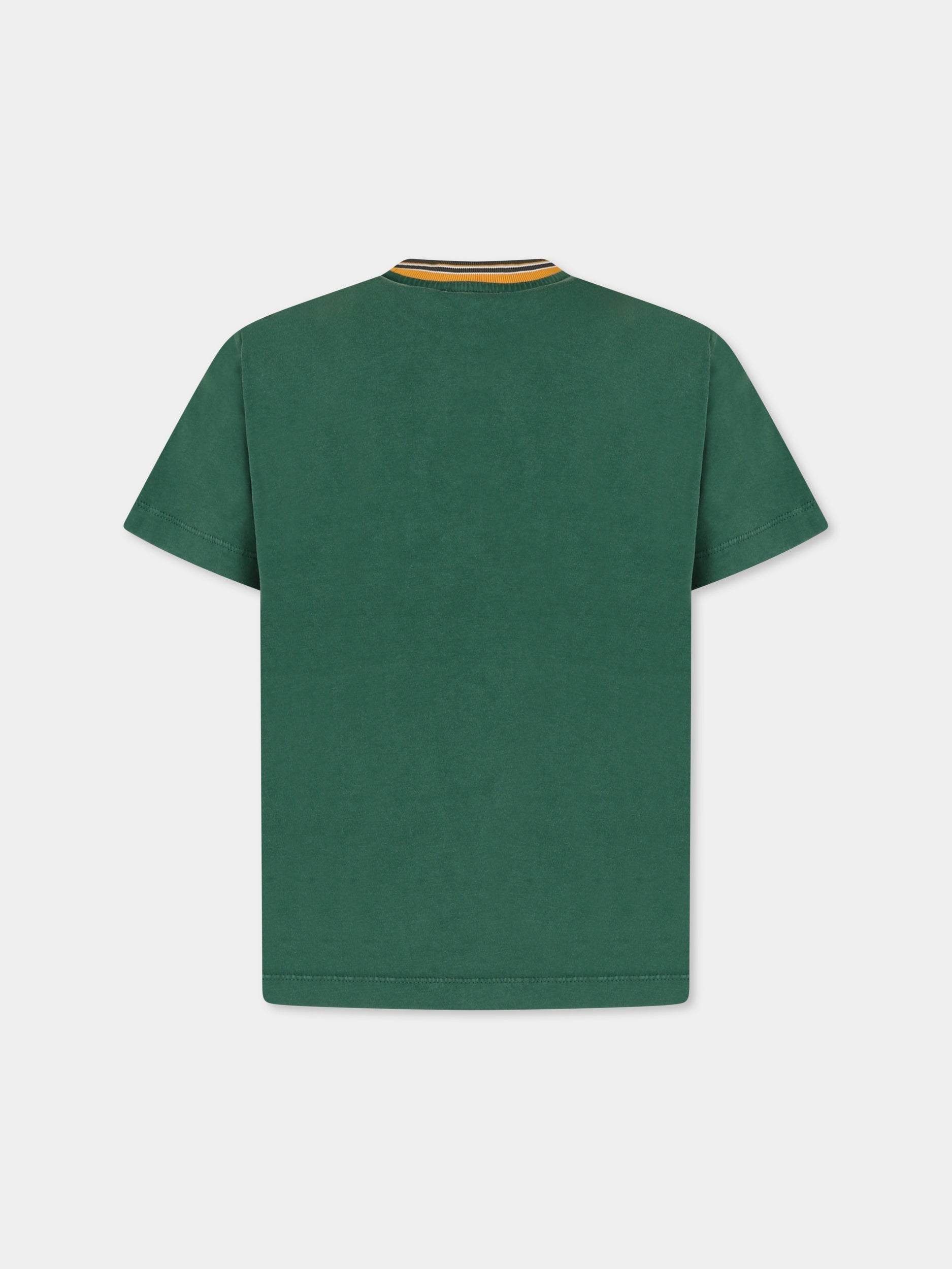 T-shirt verde per bambino con logo,Etro,GV8P31 Z2377 700