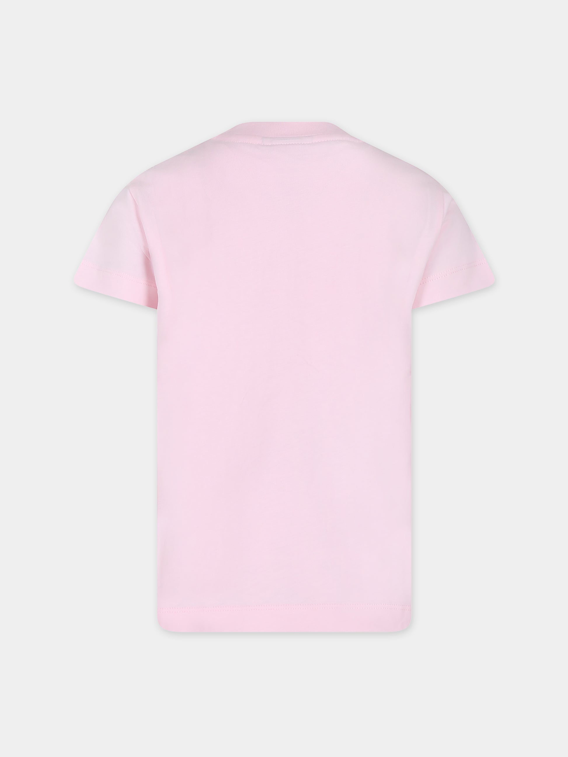 T-shirt rosa per bambina con logo Fendi,Fendi Kids,JUI159 7AJ F1N16