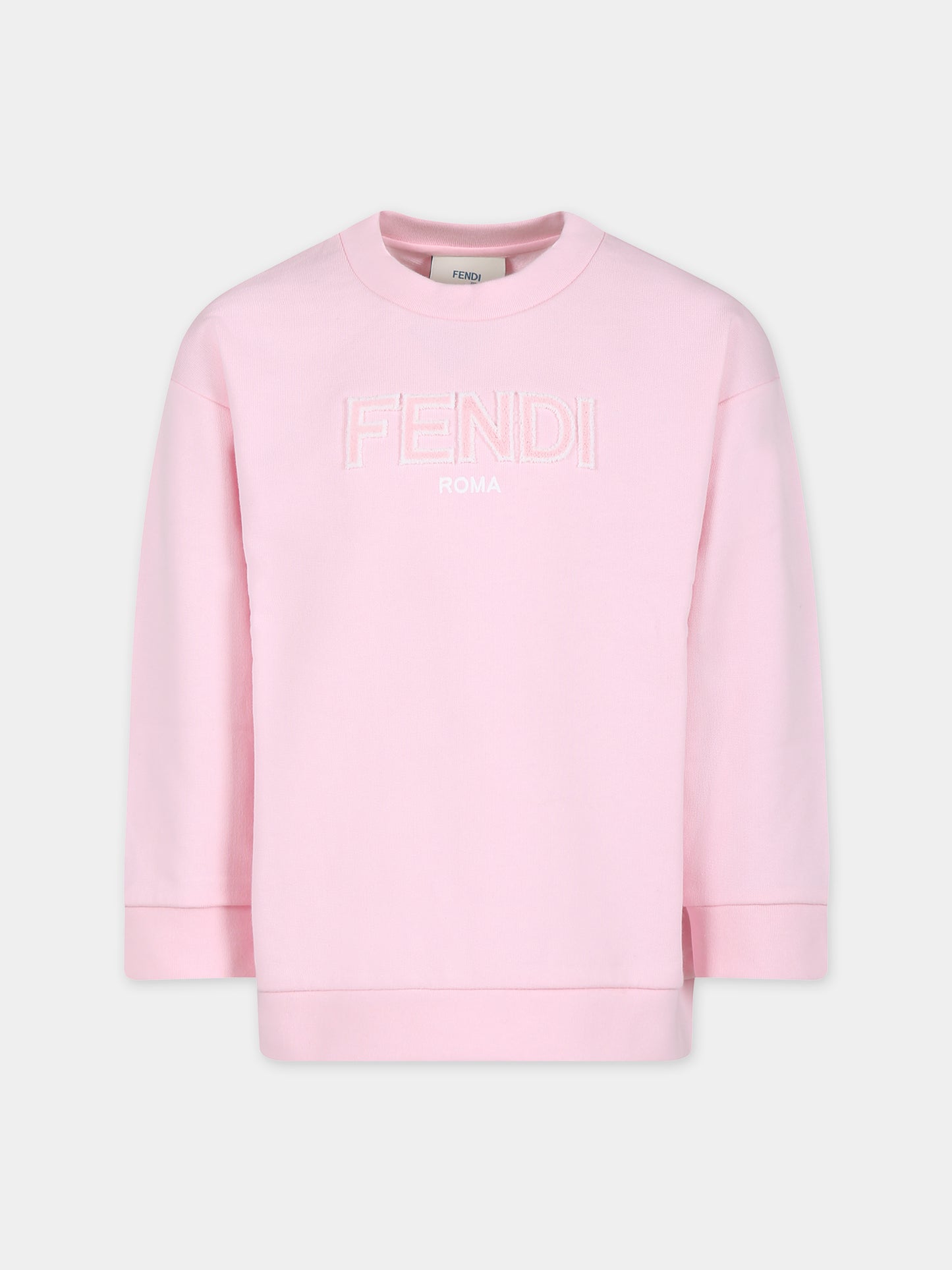 Felpa rosa per bambina con logo Fendi,Fendi Kids,JUH077 5V0 F0QE5
