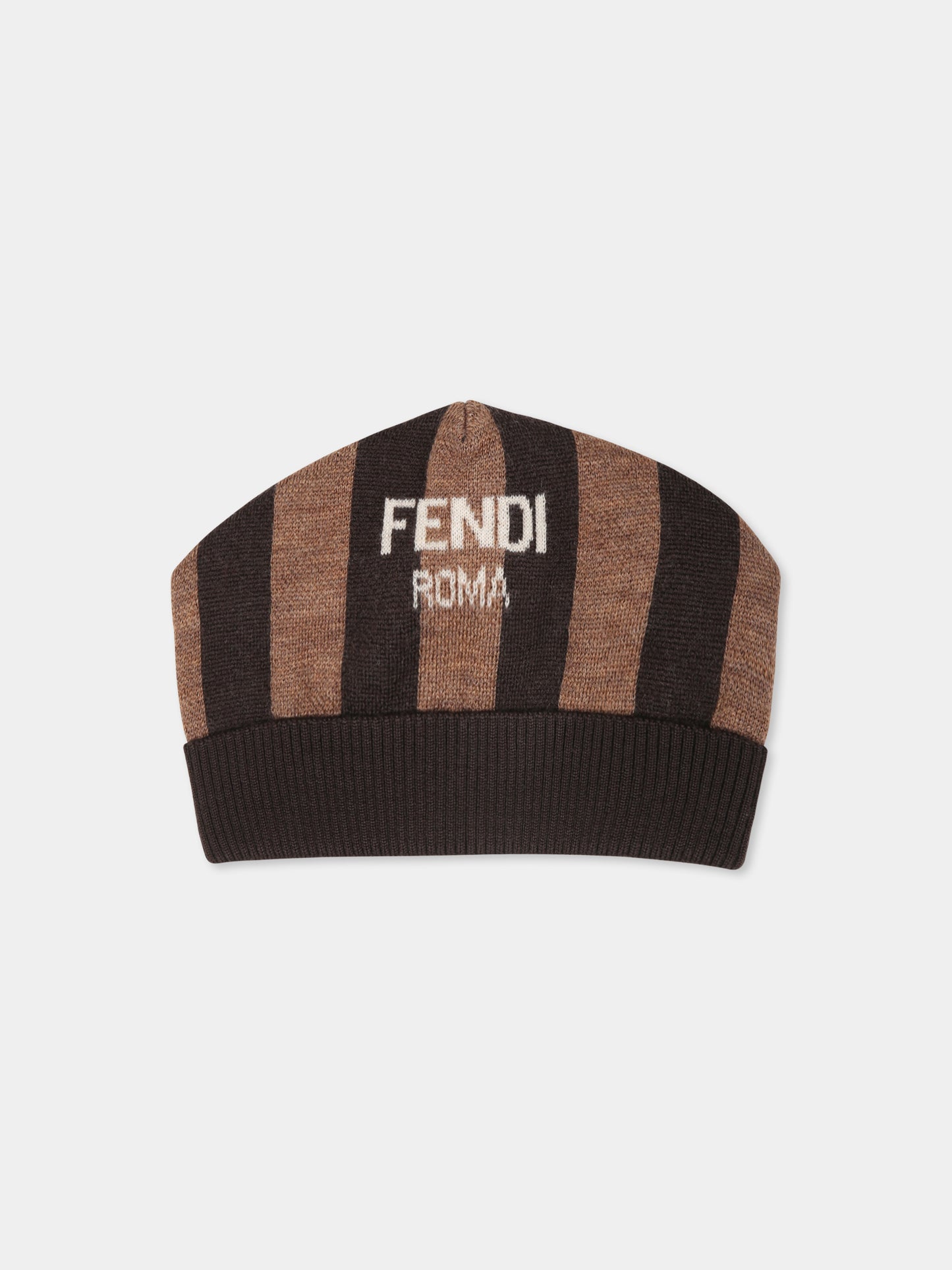 Cappello marrone per bambini con logo,Fendi Kids,JUP069 AS8W F0VAT