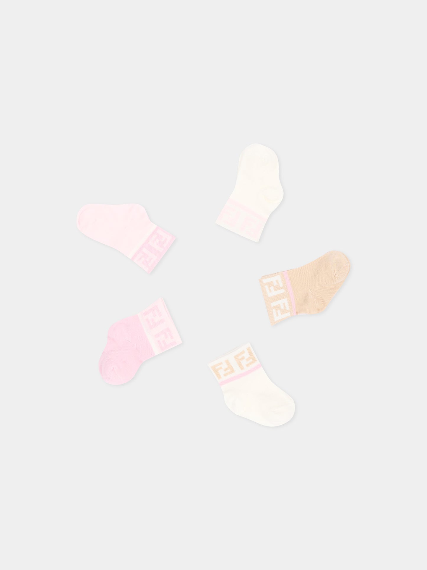 Multicolor socks set for baby girl with double F