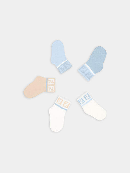 Set calzini multicolor per neonato con doppia F,Fendi Kids,BMN026 ASQV F1PMJ